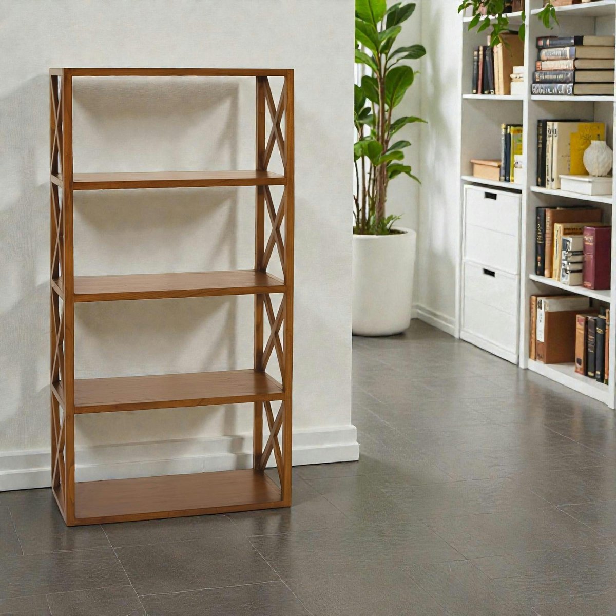 Étagère 4 niveaux 160cm bois mindi style exotique LOLA bois naturel, PIER IMPORT