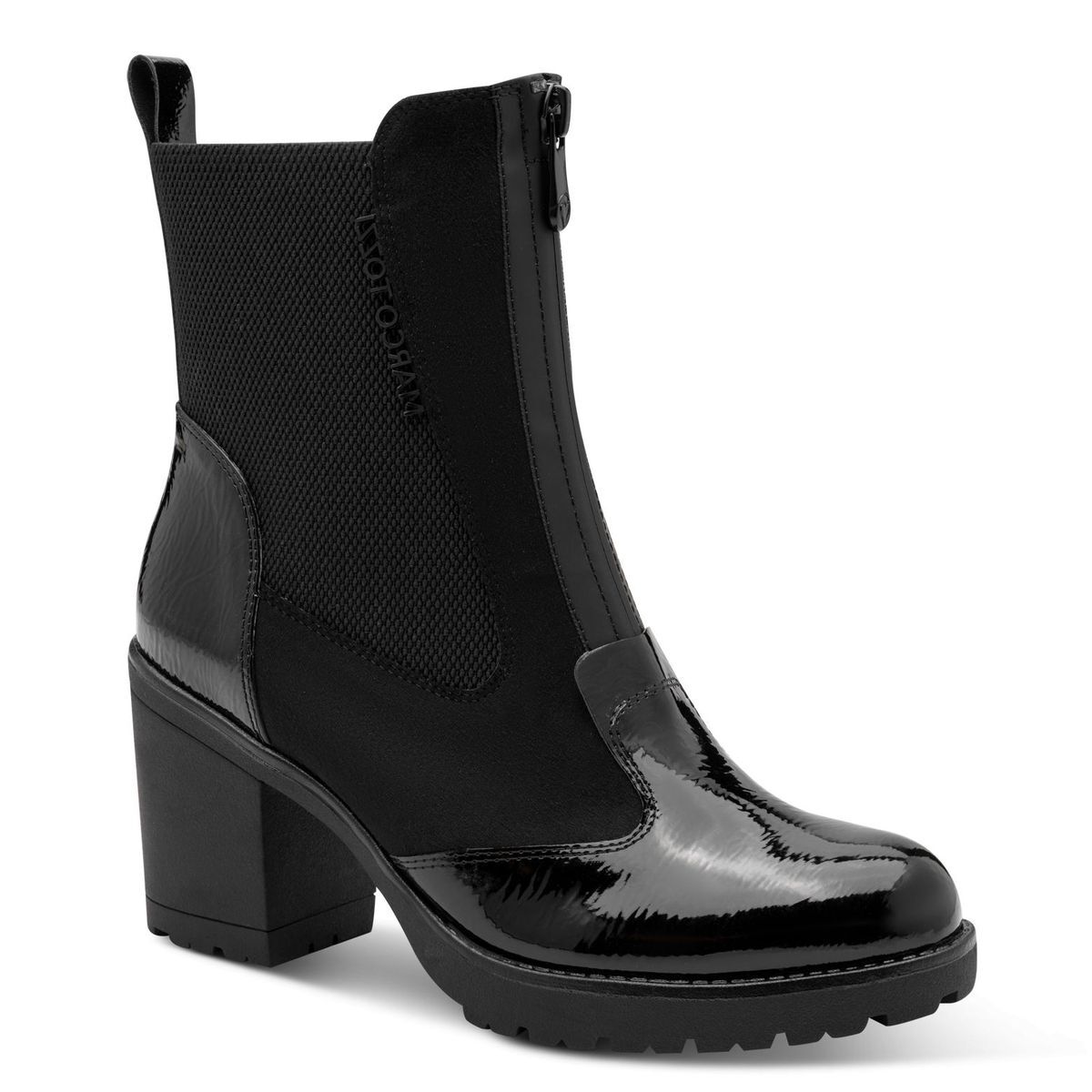 Bottine Chelsea talon bloc noir combiné, MARCO TOZZI