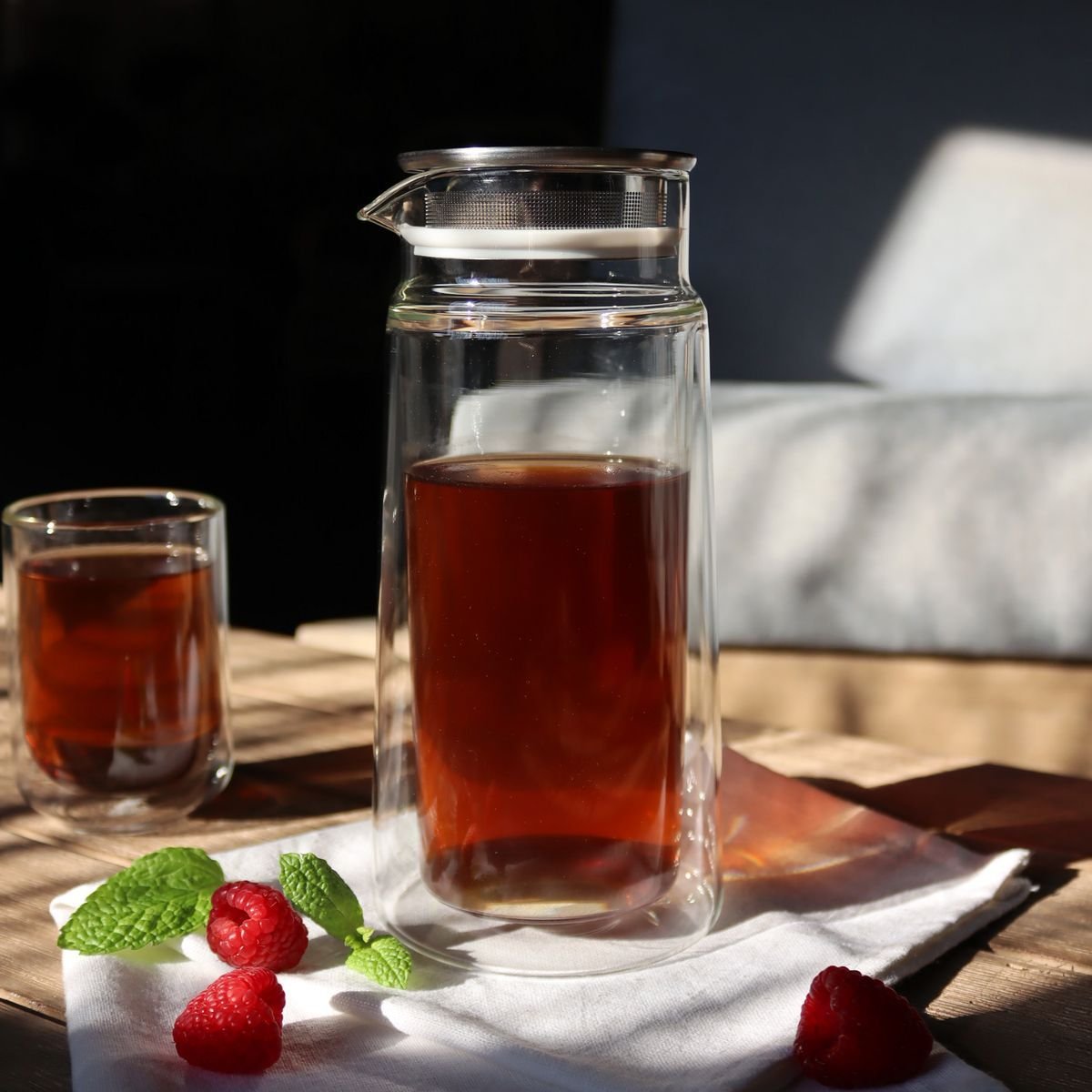 Carafe infuseur double paroi en verre 650ml, VIKTOR inox-transparent, OGO LIVING