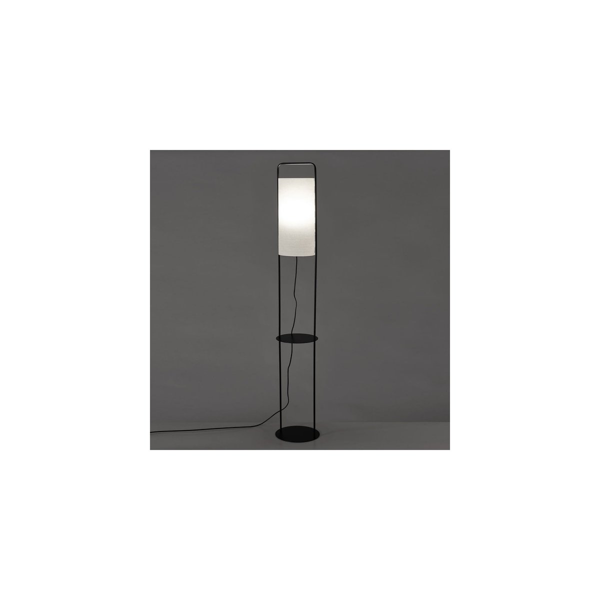 Lampadaire table en métal noir et abat-jour blanc - H150cm noir, WADIGA