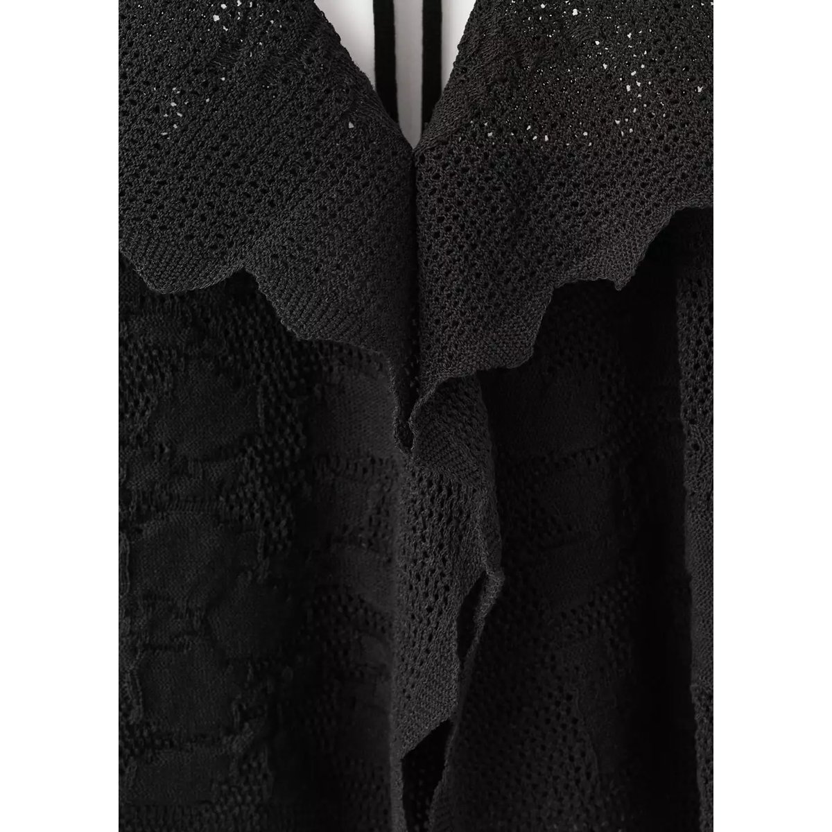 Top halter maille brodée noir, MANGO