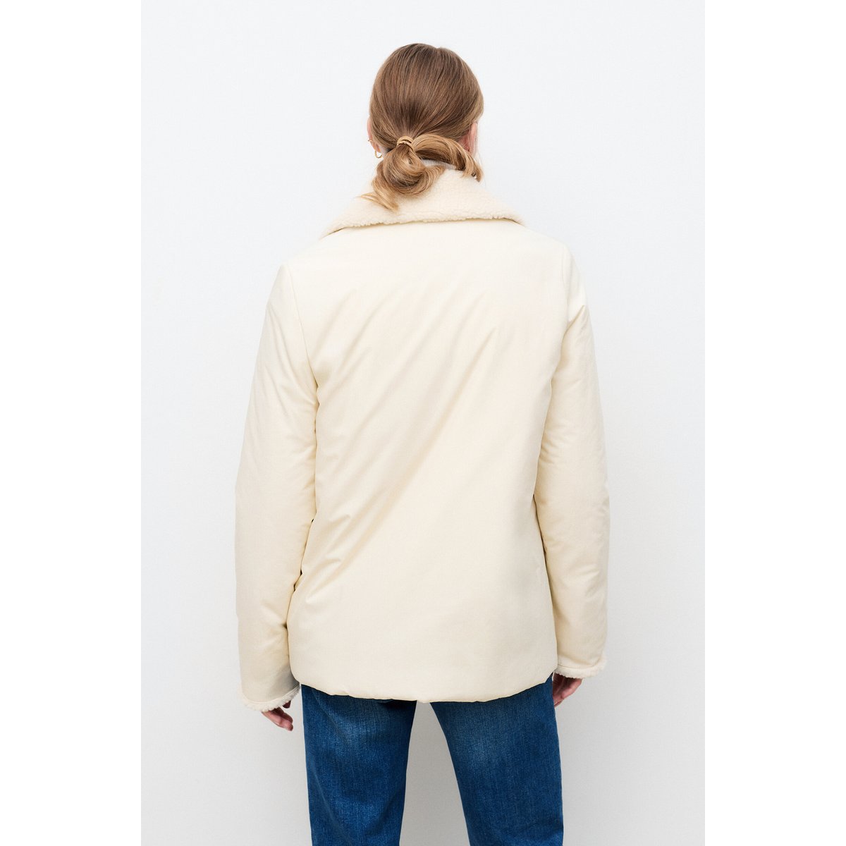 Manteau droit court GALET ecru, CAROLL