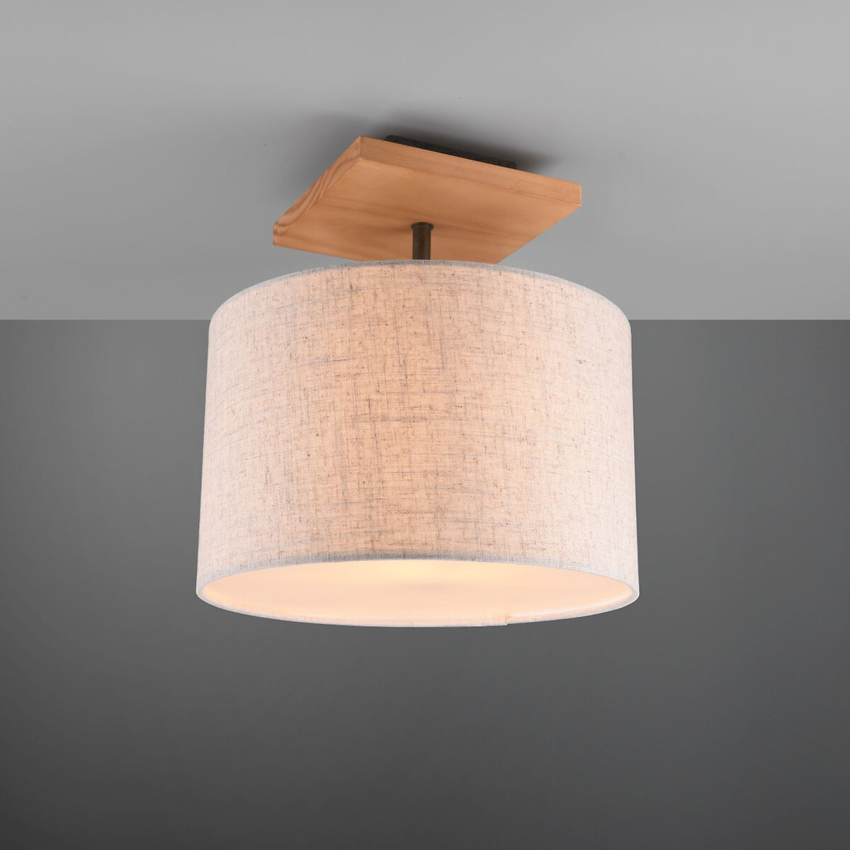 Candeeiro de teto Elmau, TRIO Lighting branco/madeira, TRIO LIGHTING