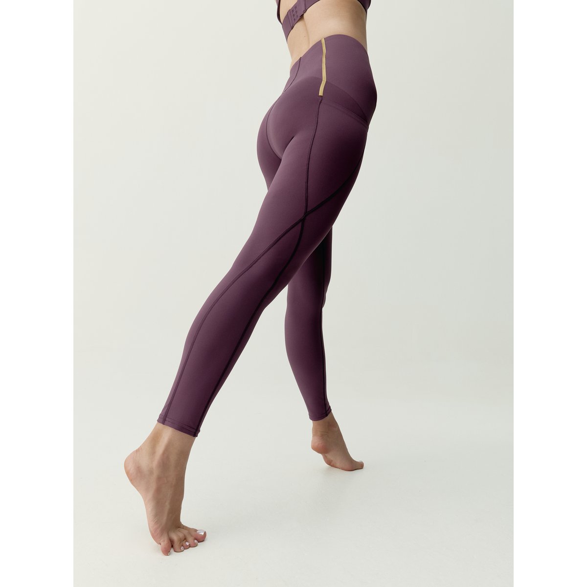 Legging de sport femme Gold 2.0 Taille extra haute effet gainant bordeaux intense, BORN