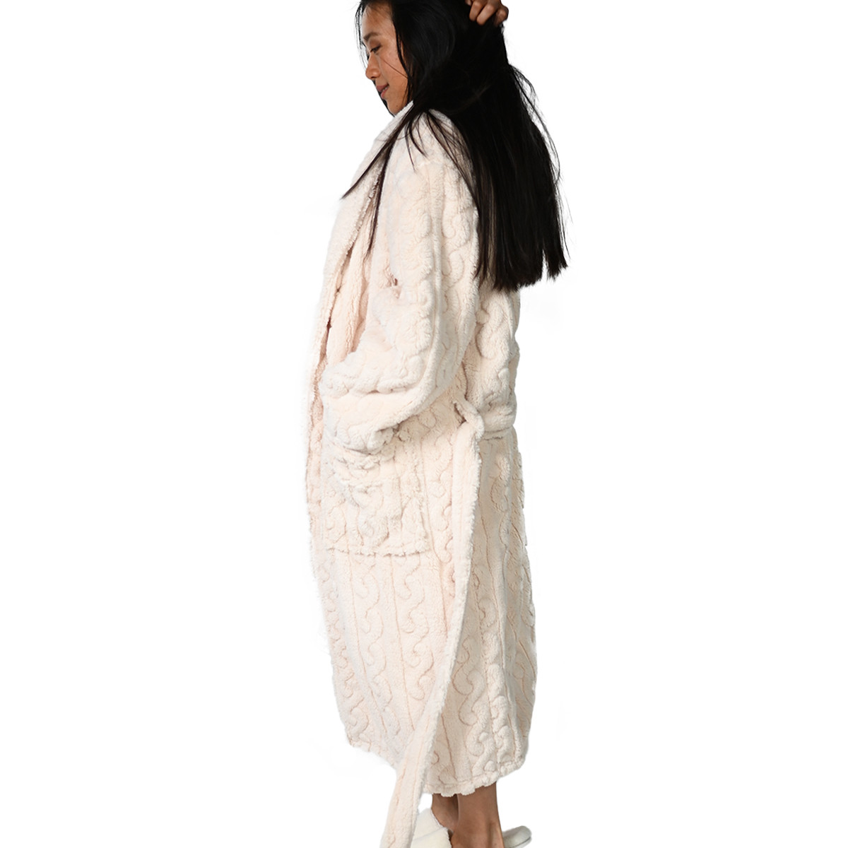 Peignoir polaire mixte doux et chaux WARM WOOL ecru, SENSEI MAISON