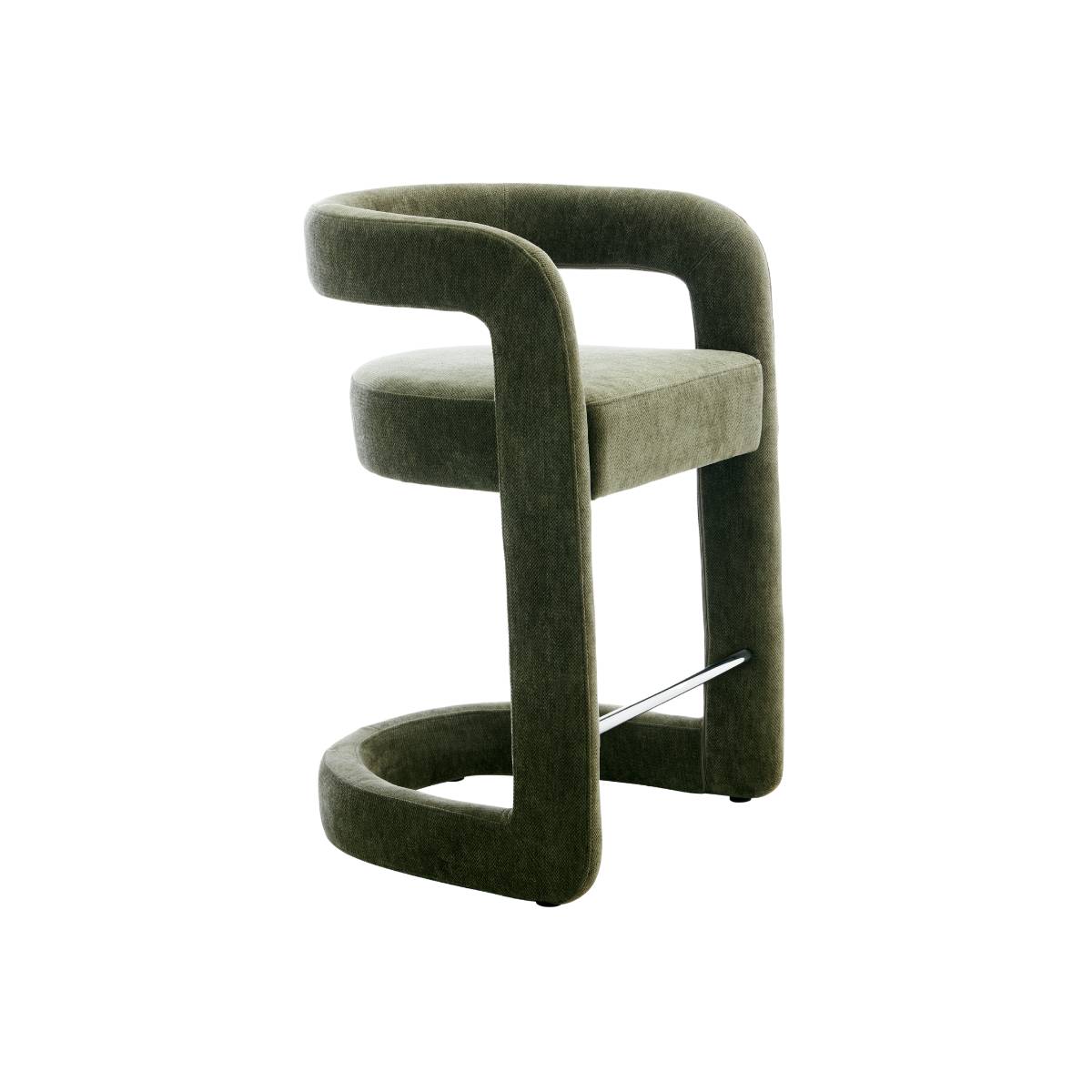 Lot de 2 tabourets de bar en tissu JORAH vert, MADE IN MEUBLES 