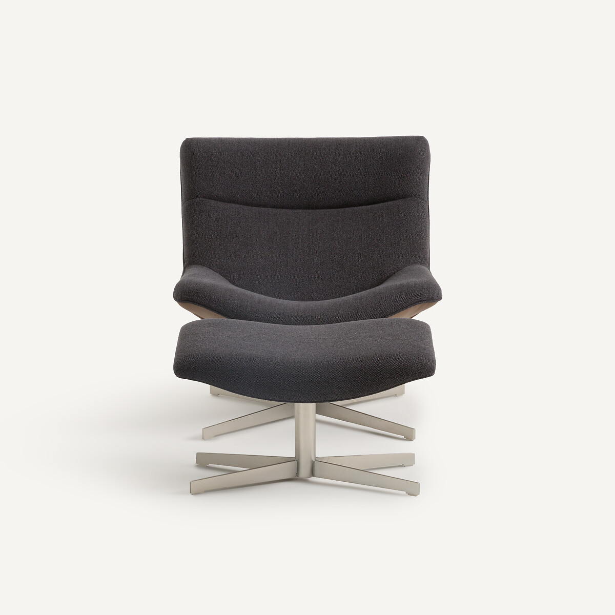 Fauteuil relax pivotant et son repose-pieds Wesley gris/moka, AM.PM