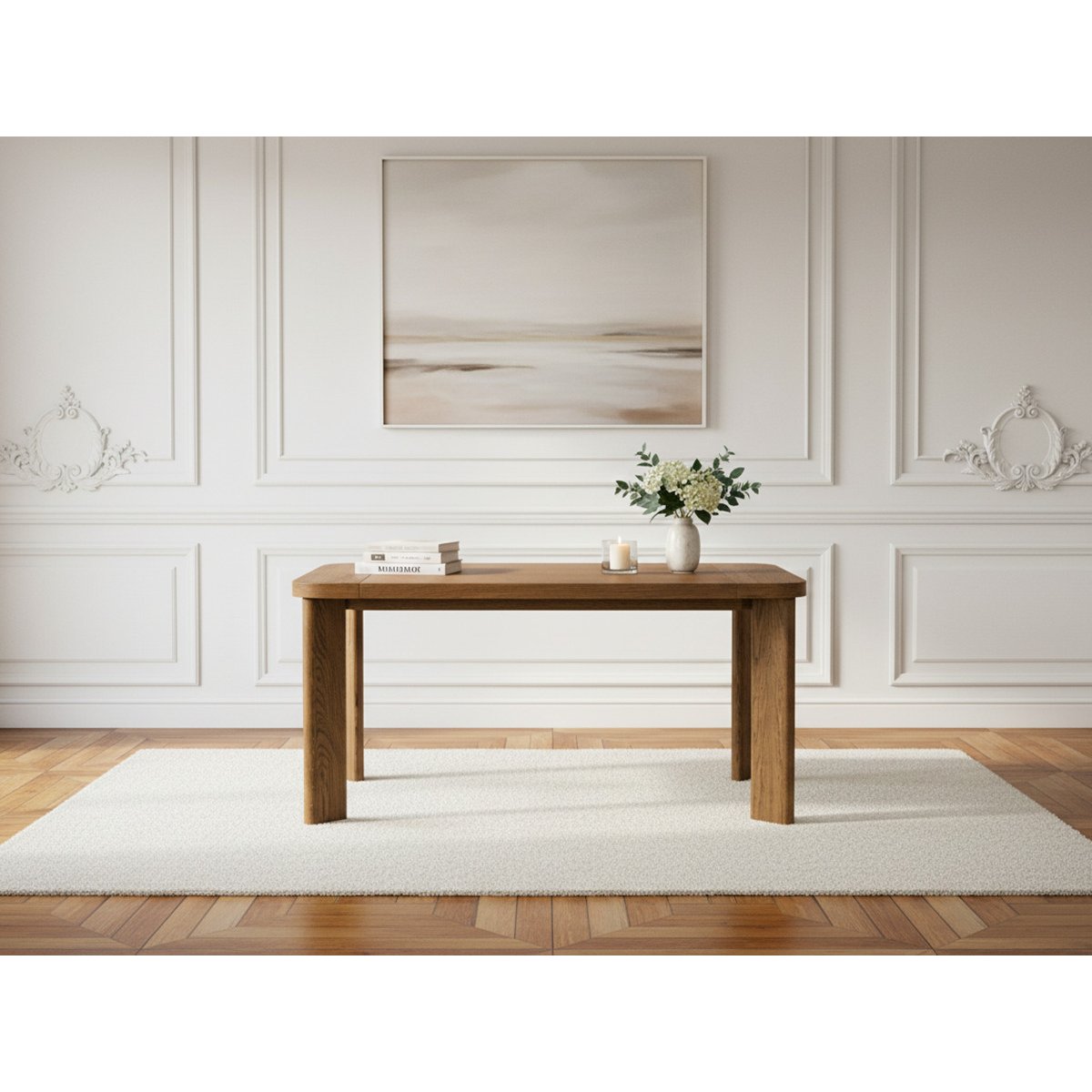 Table à manger extensible 150 à 210 cm LUMINY placage chêne massif marron foncé, BOBOCHIC
