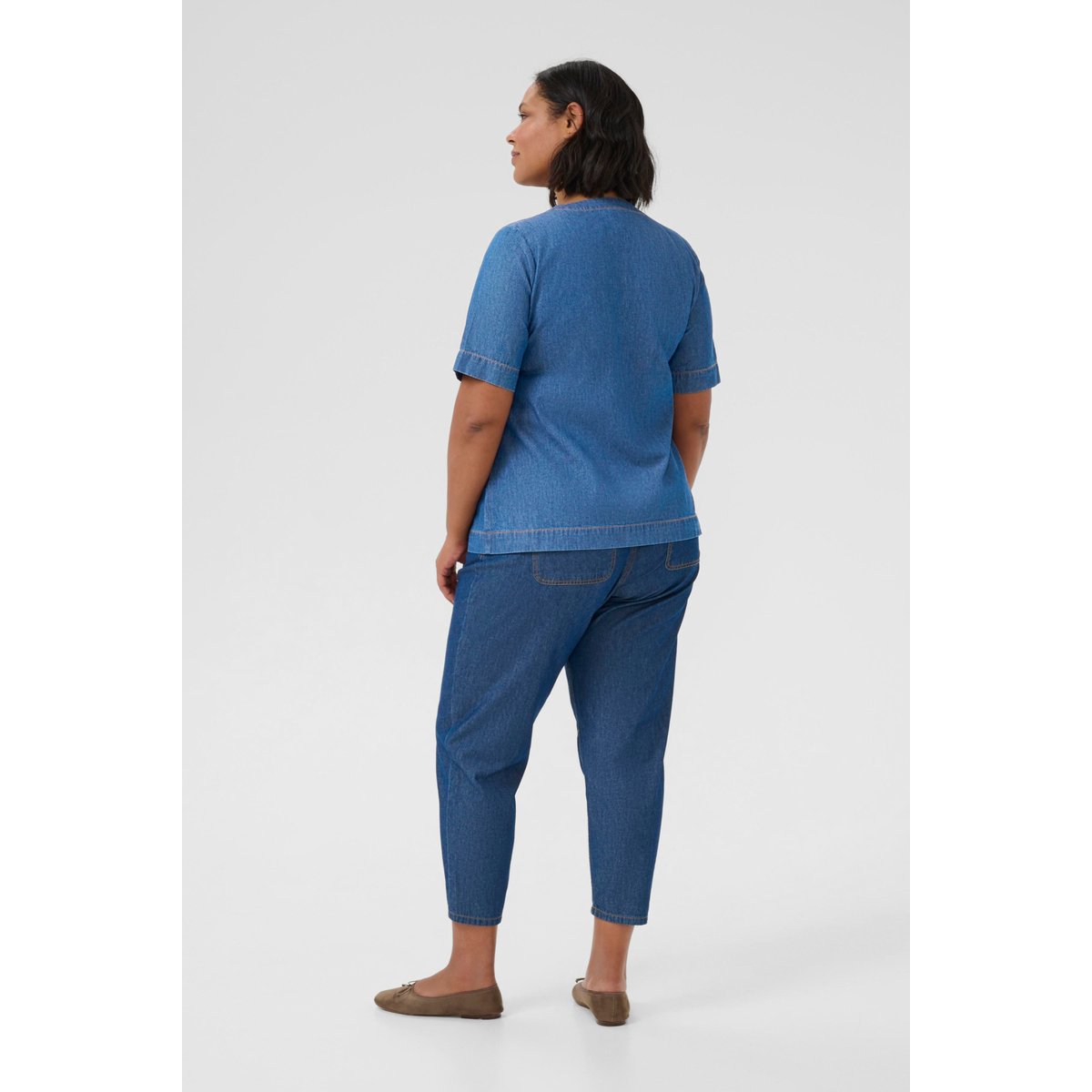 Chemise à manches longues bleu dark blue chambray, KAFFE CURVE