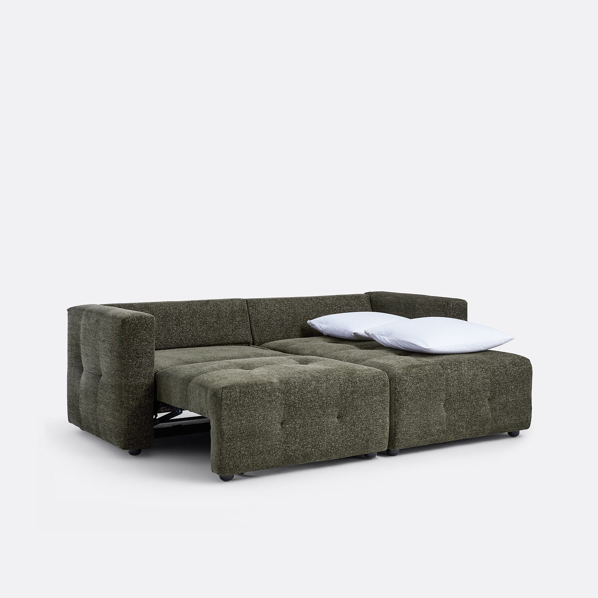 Canapé d'angle réversible, convertible, 3 places, en chenille chinée, MASI kaki, LA REDOUTE INTERIEURS