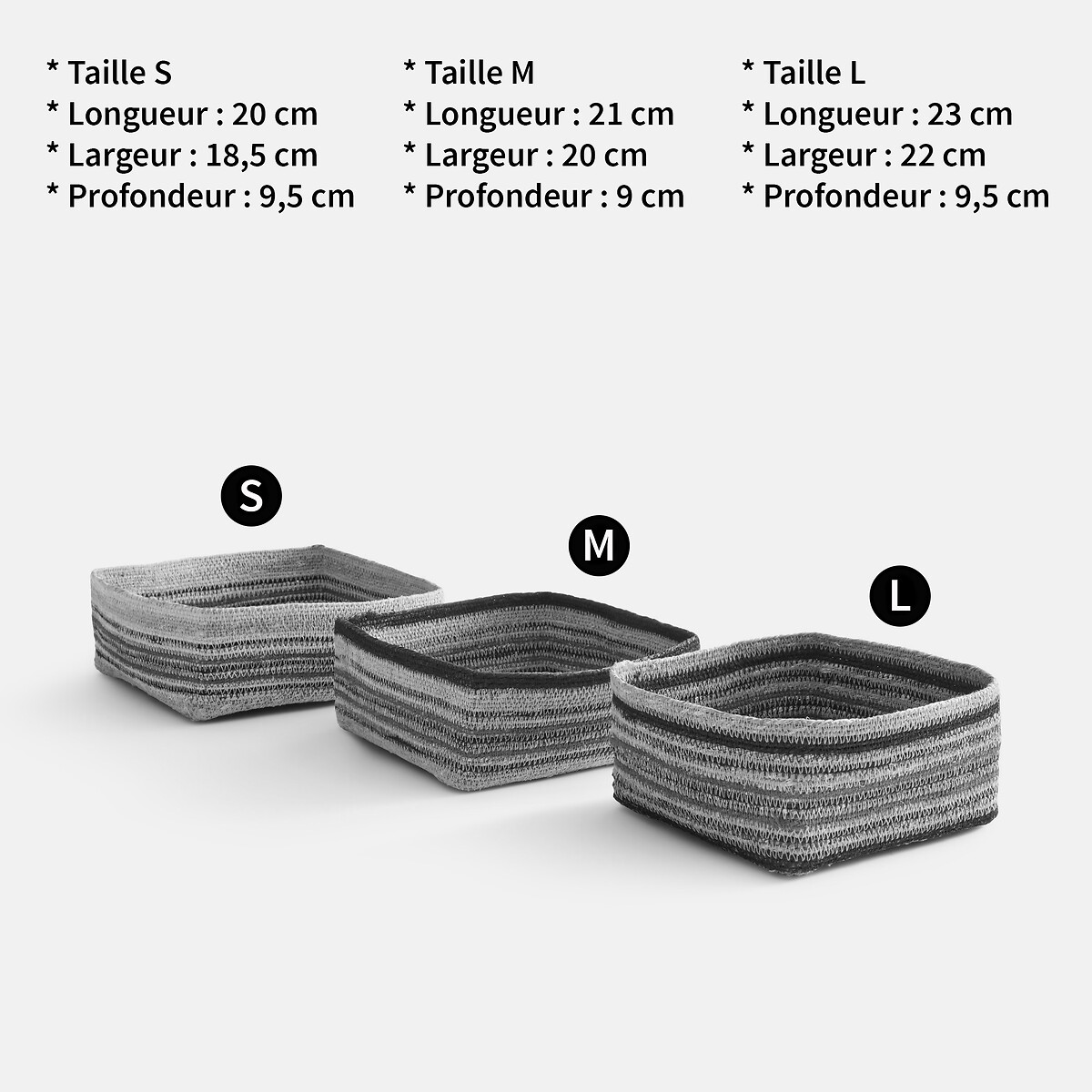 Set of 3 Saski Seagrass Nesting Baskets natural/black, LA REDOUTE INTERIEURS