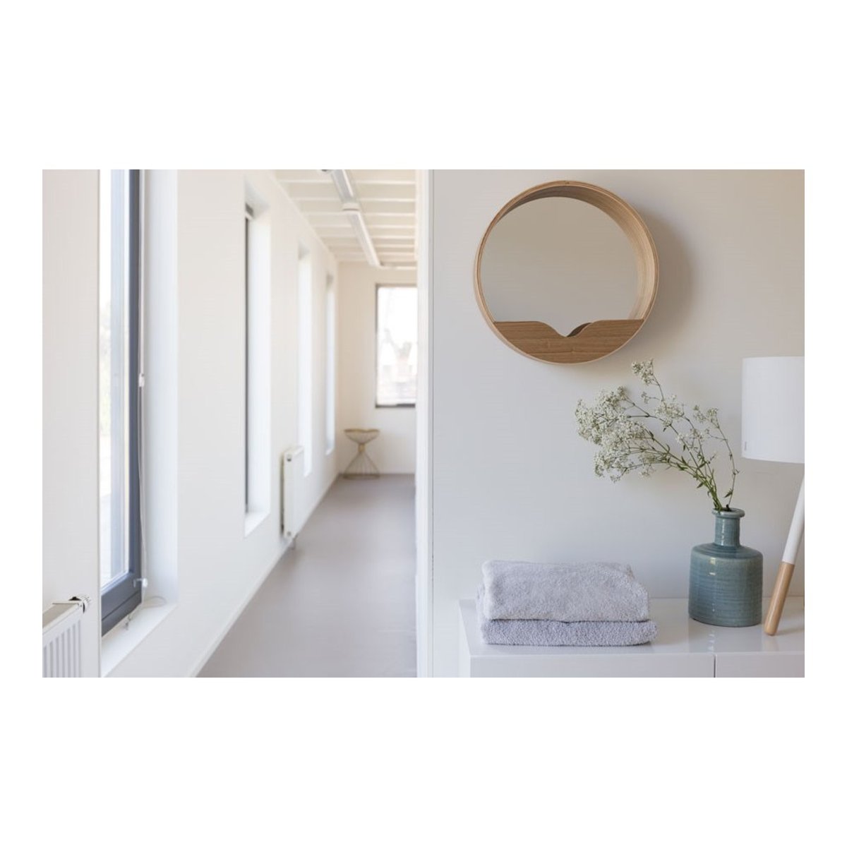 Miroir en bois medium - ROUND WALL bois, ZUIVER