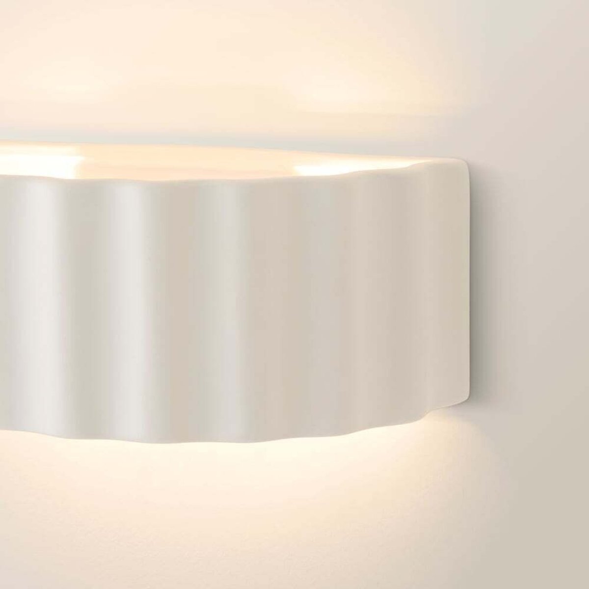 Paolo 'Paint Me' Stoneware Ribbed Flush Wall Light natural, SO'HOME