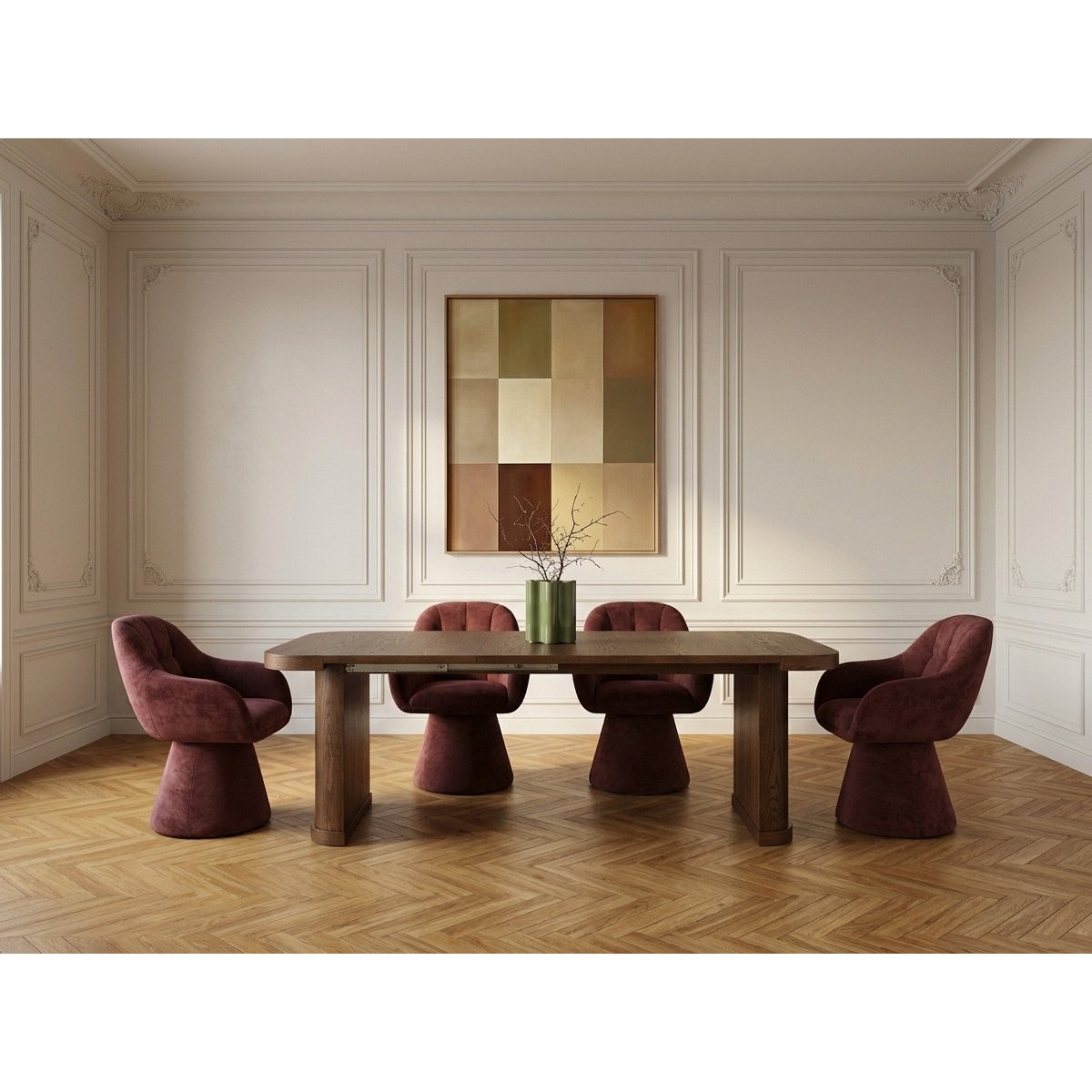 Chaise tissu texturé, KIM rouge, BOBOCHIC