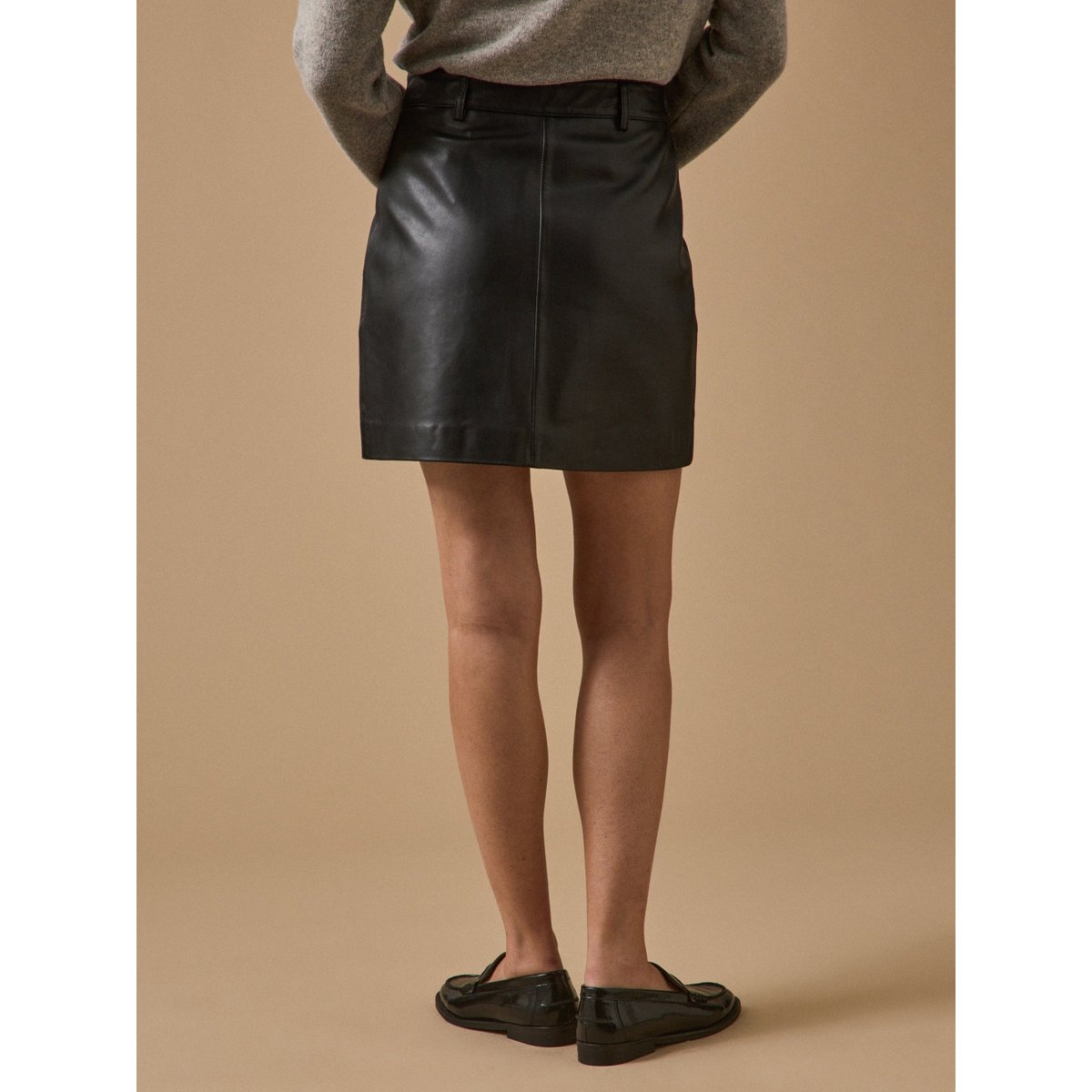 Jupe courte en cuir noir, CYRILLUS