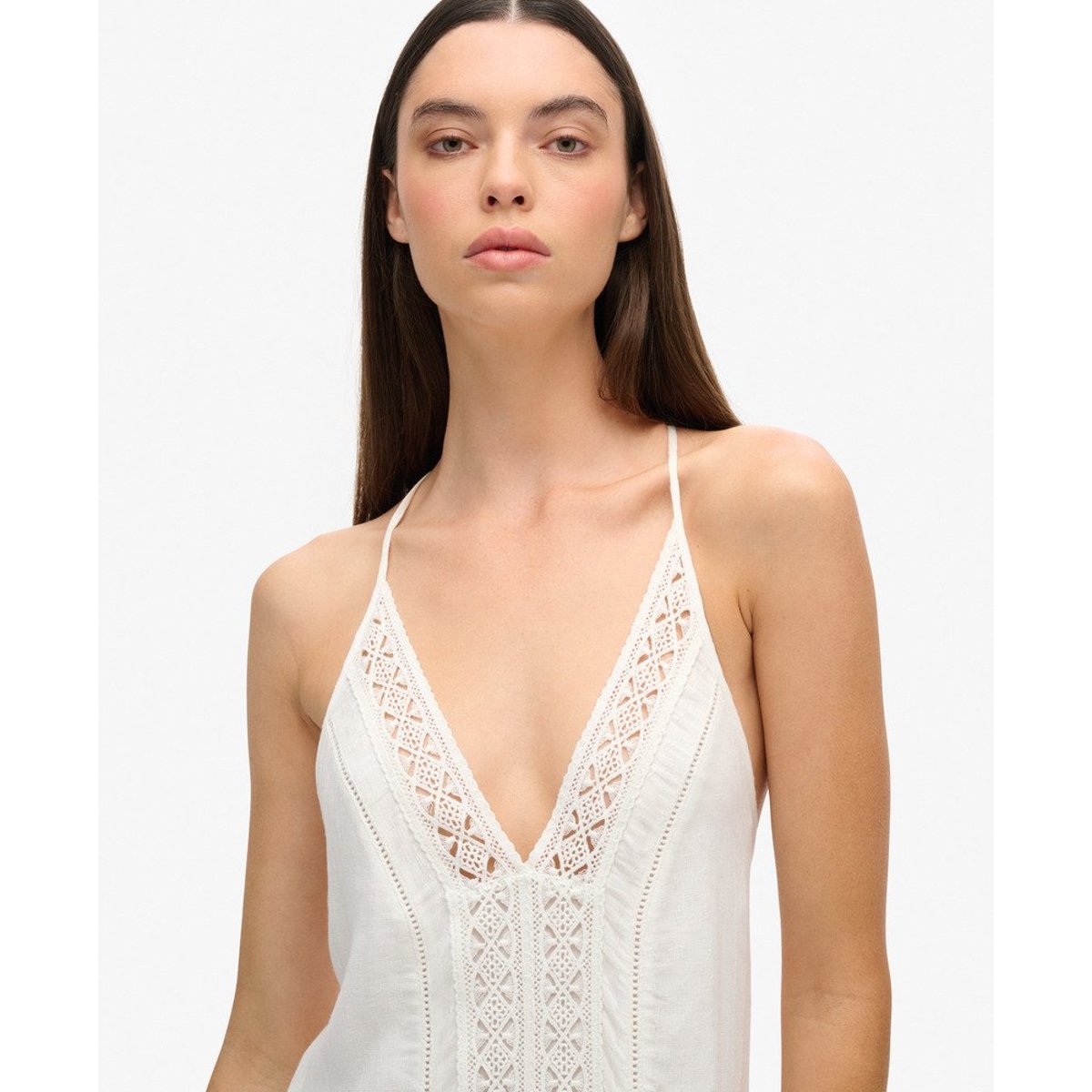 Robe caraco longue Ibiza blanc cassé, SUPERDRY