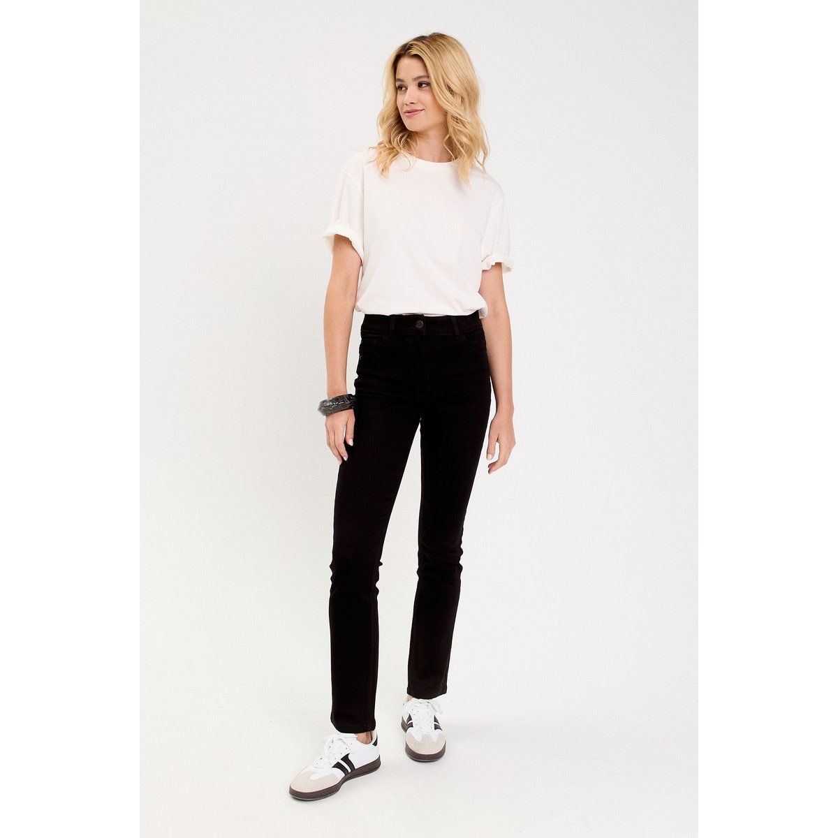 Jean droit regular taille standard denim noir, CACHE CACHE