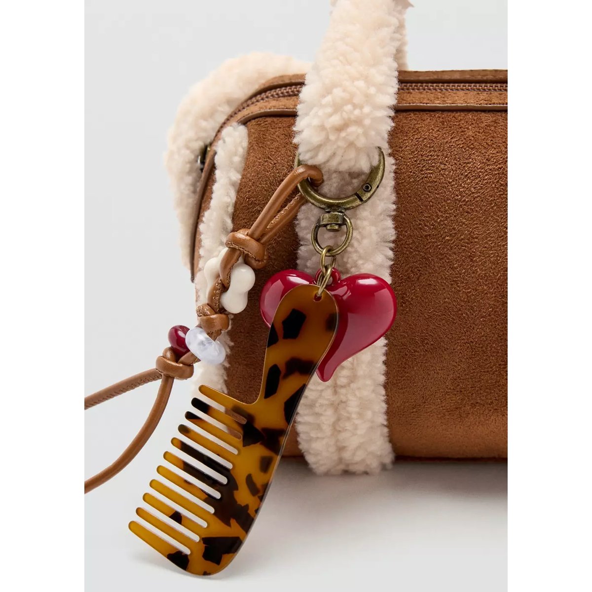 Mini sac effet daim détail imitation mouton marron moyen, MANGO KIDS