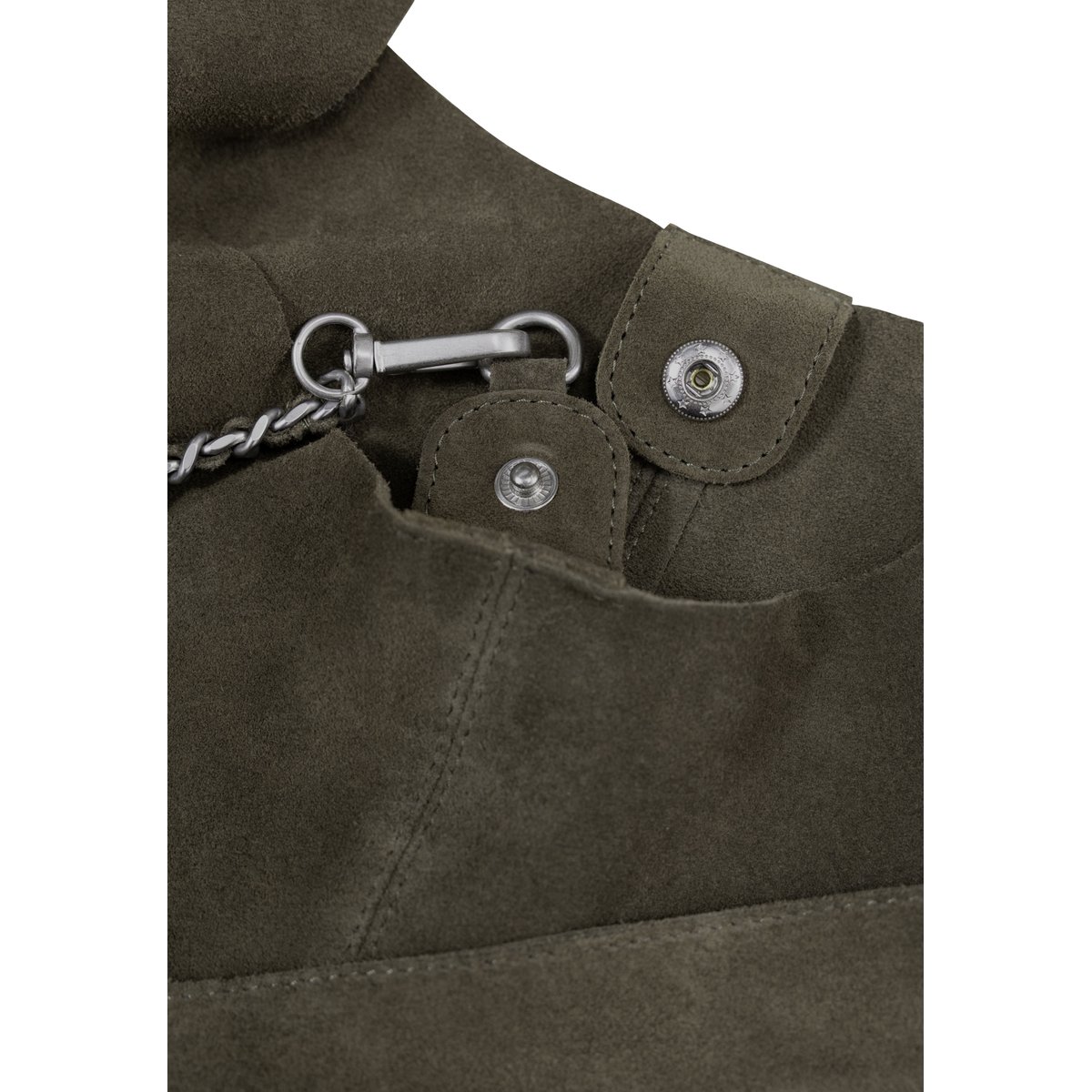 Sac à main cuir velours HOBO vert kaki, IKKS