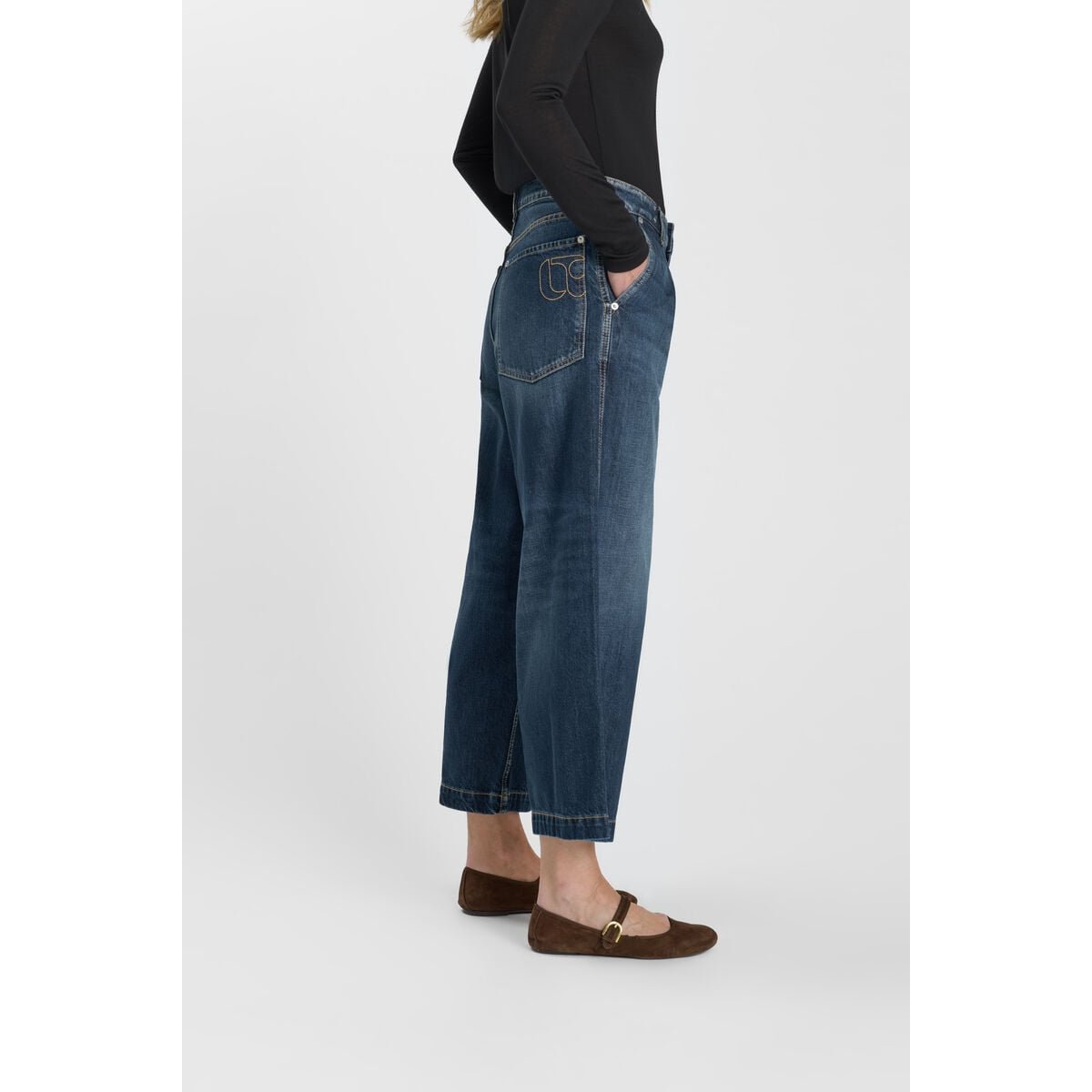 Jeans loose, large , 7/8ème blue, LE TEMPS DES CERISES