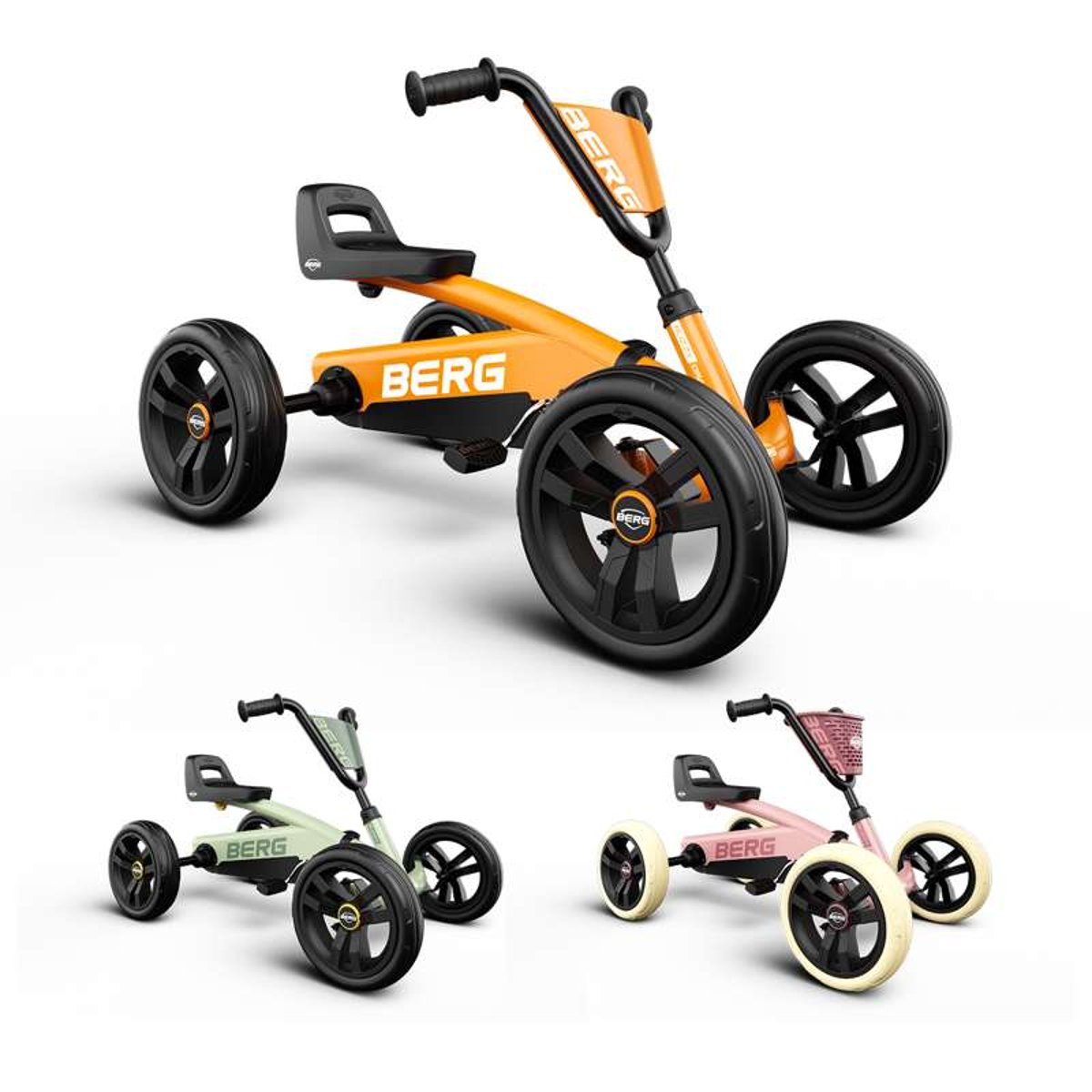 Kart à Pédales pour Enfants, 2+ Ans, Buzzy Vert orange, BERG TOYS