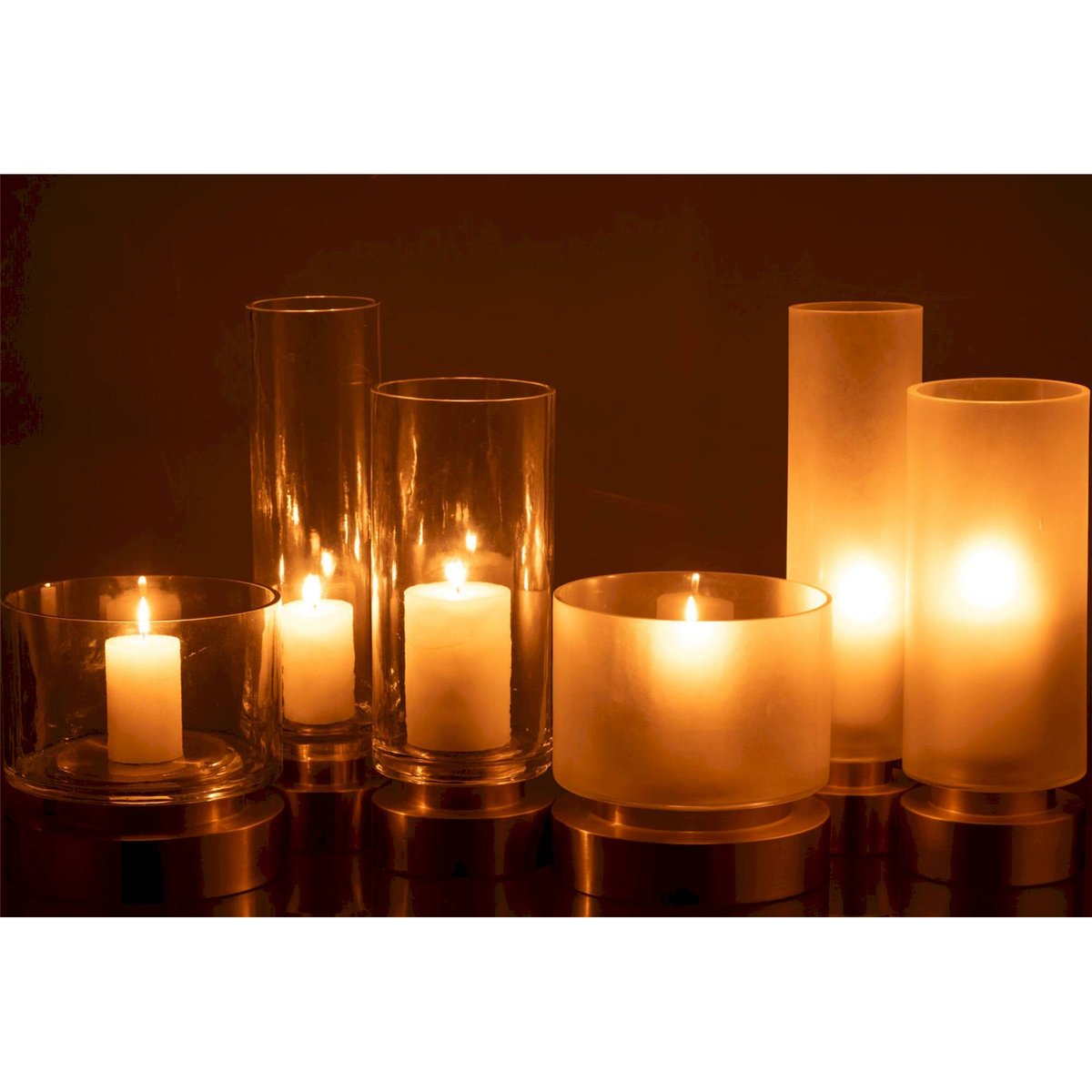 Photophore vase en verre, Lot de 2 transparent et or, RECOLLECTION