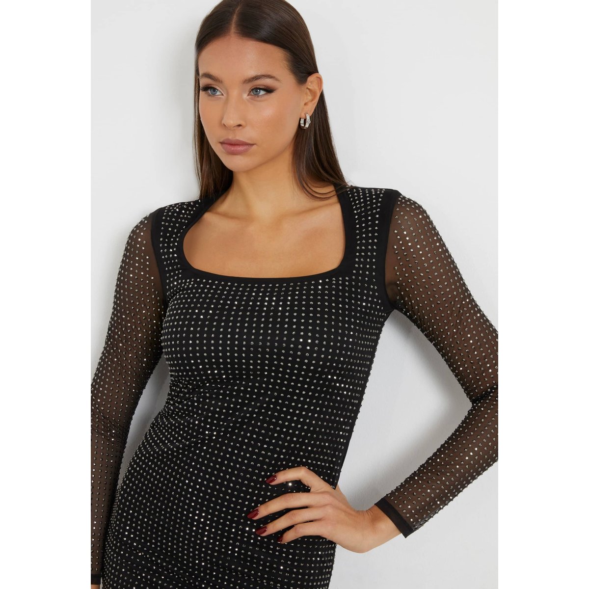 Mini Robe À Strass noir, GUESS