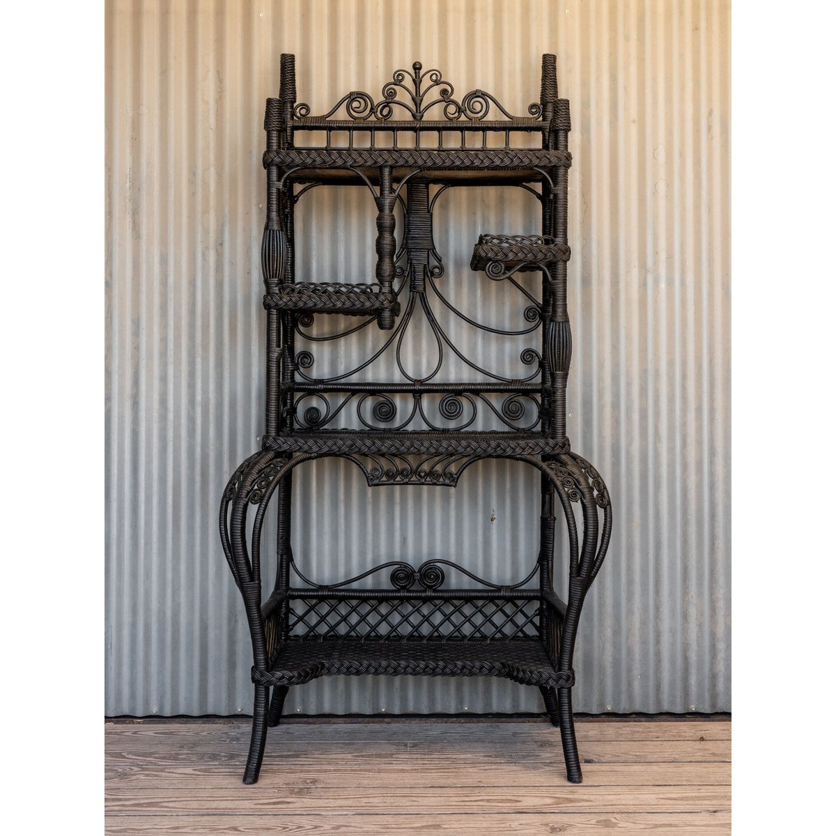 Étagère en rotin noir Gaëlle N°1467 - Bon état noir, DEBONGOUT