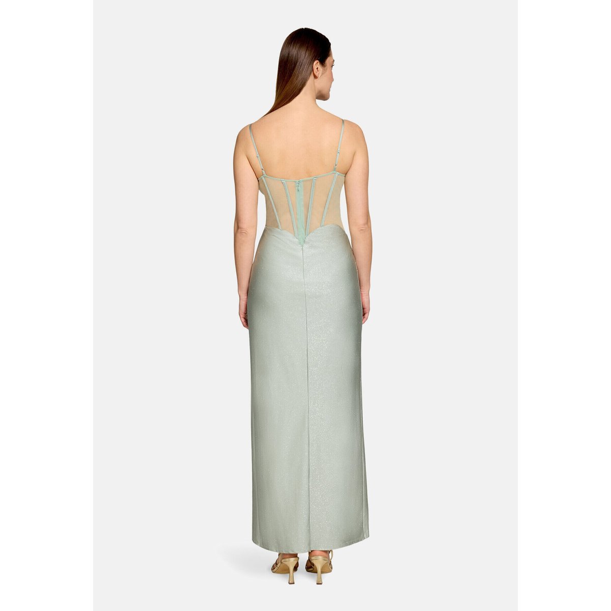 Robe de soirée à fentes d'aisance latérales mint/silver, VERA MONT