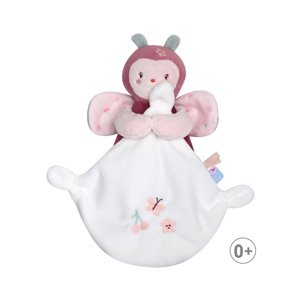 Doudou mouchoir coccinelle savina velours rose, SUCRE D'ORGE