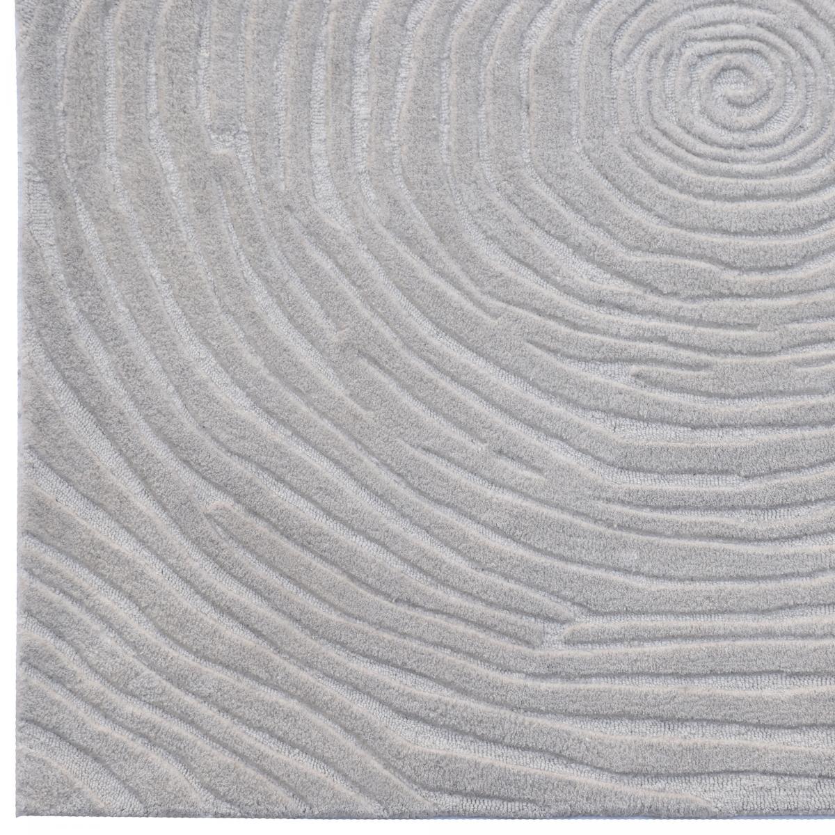 Tapis salon et chambre fait à la main en laine motif faux uni IZ écru, UN AMOUR DE TAPIS
