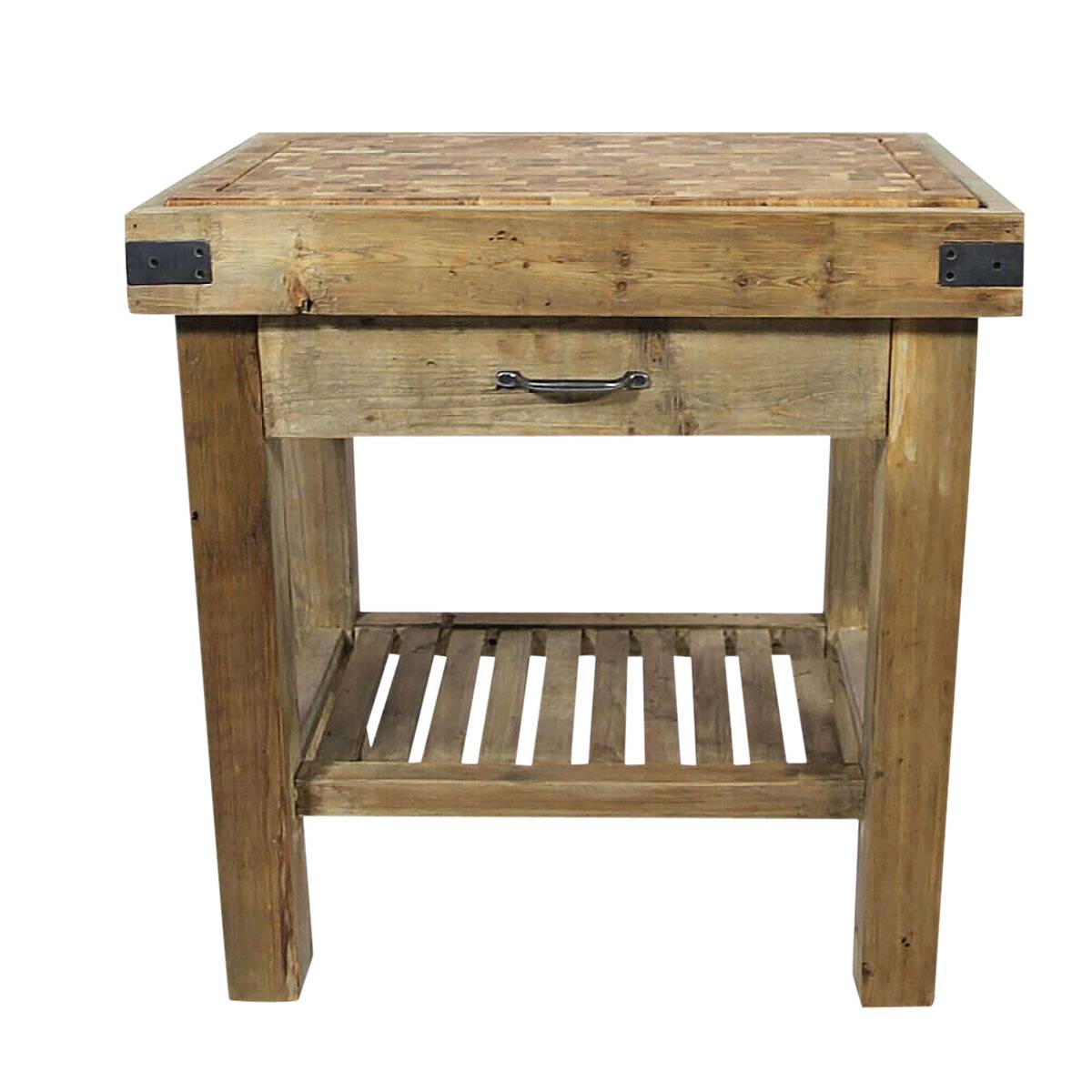 Meuble bas de cuisine en bois recyclé GARANCE bois clair, MADE IN MEUBLES