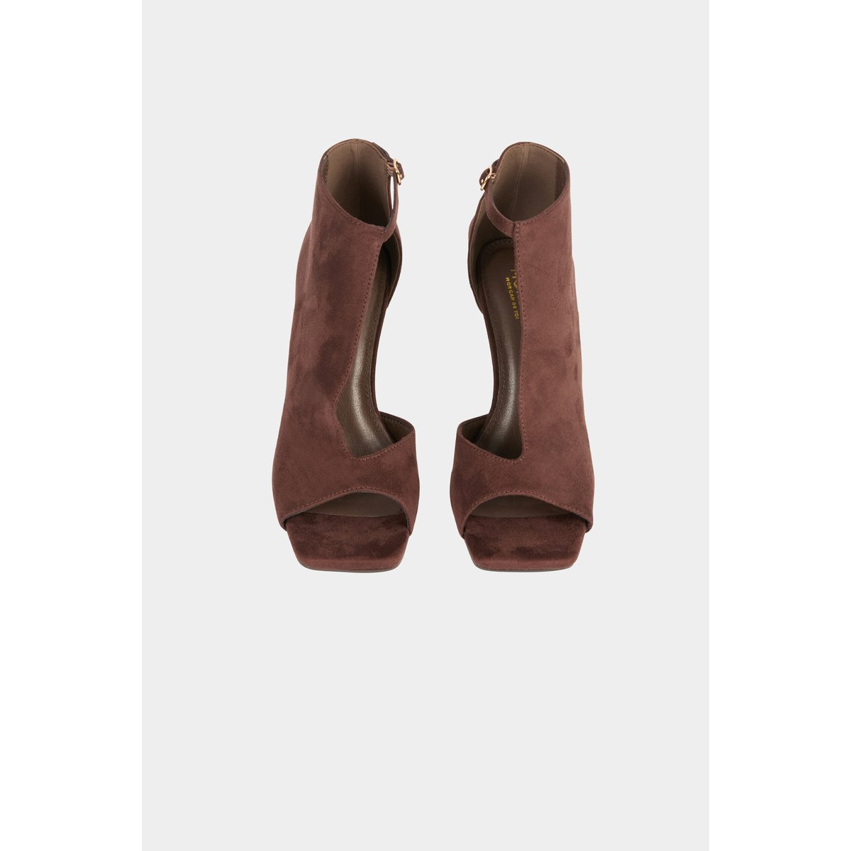 Sandales à talons demi-ouvertes marron foncé, MORGAN