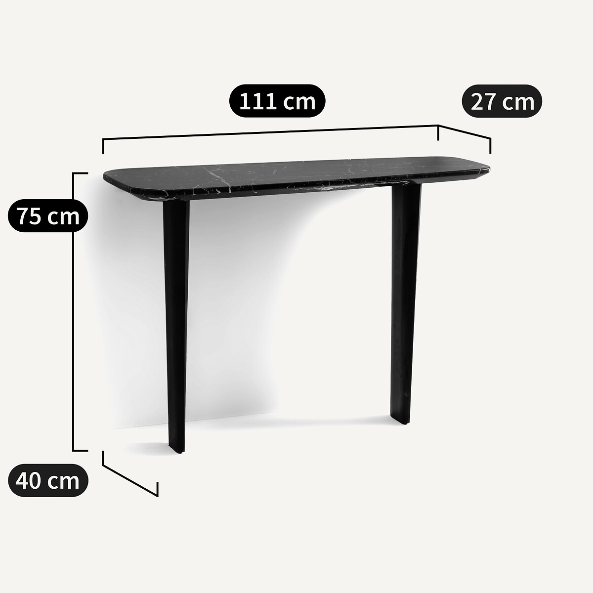 Konsolentisch Dolmena mit Marmorplatte marmor schwarz, AM.PM