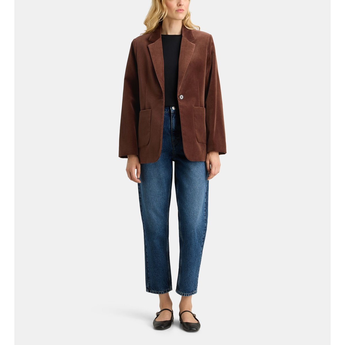 Veste droite fresk msk velours ras marron café, GALERIES LAFAYETTE
