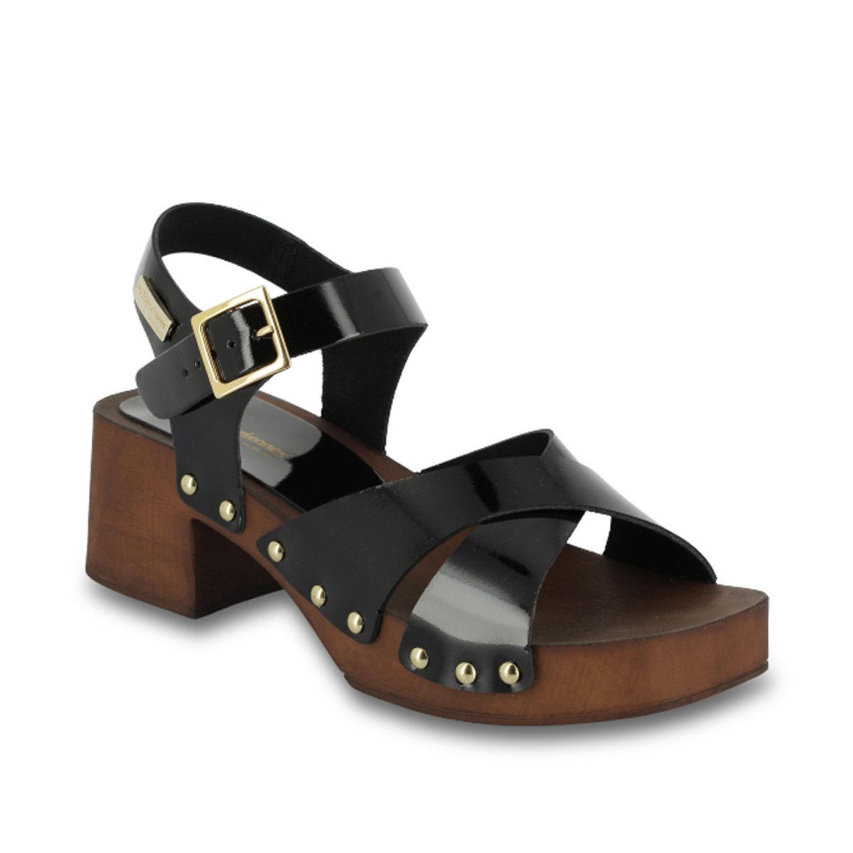 Sabots à talon large type sabot en cuir PAOLITA noir, LES TROPEZIENNES PAR M.BELARBI