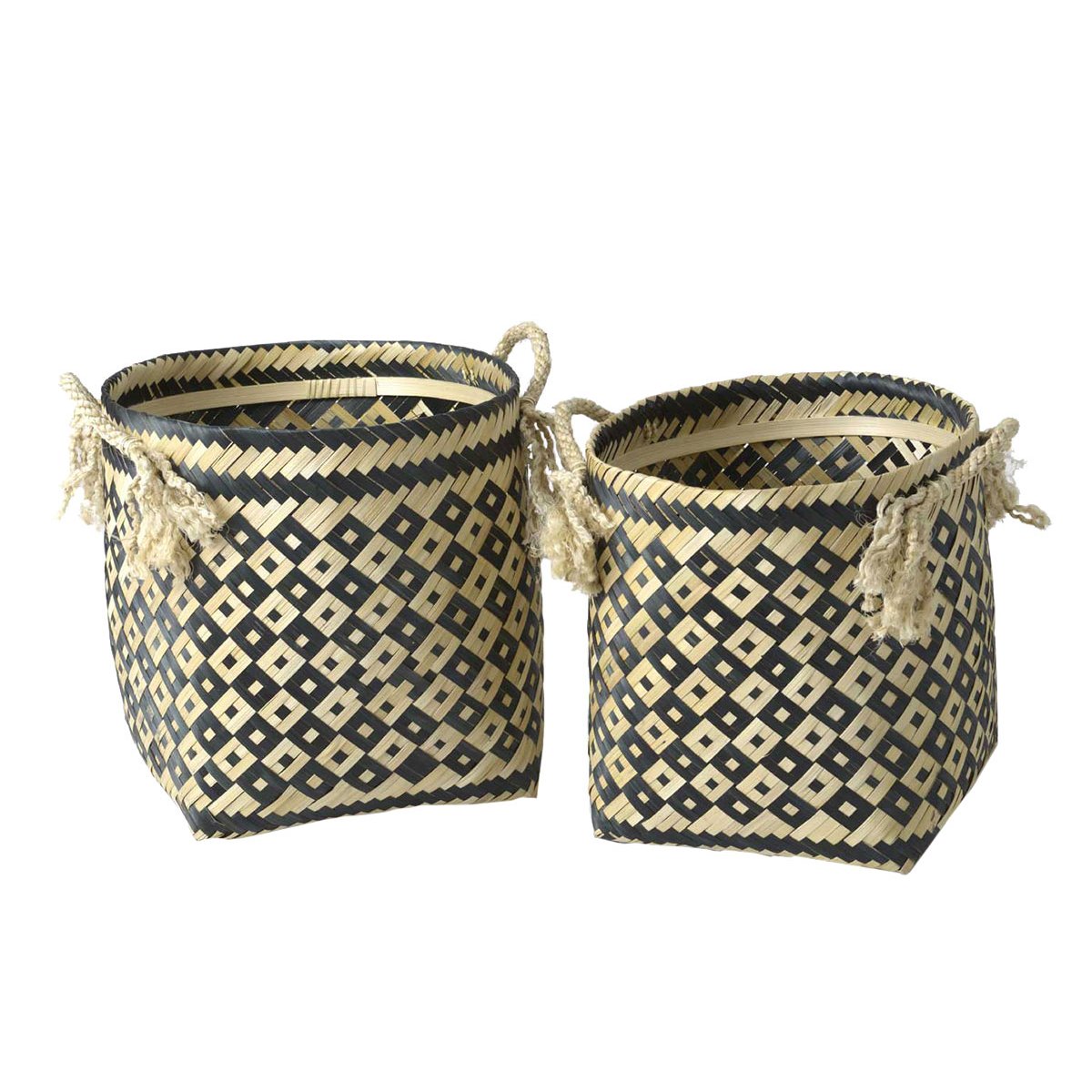 Lot de 2 paniers Aya noir, AMADEUS