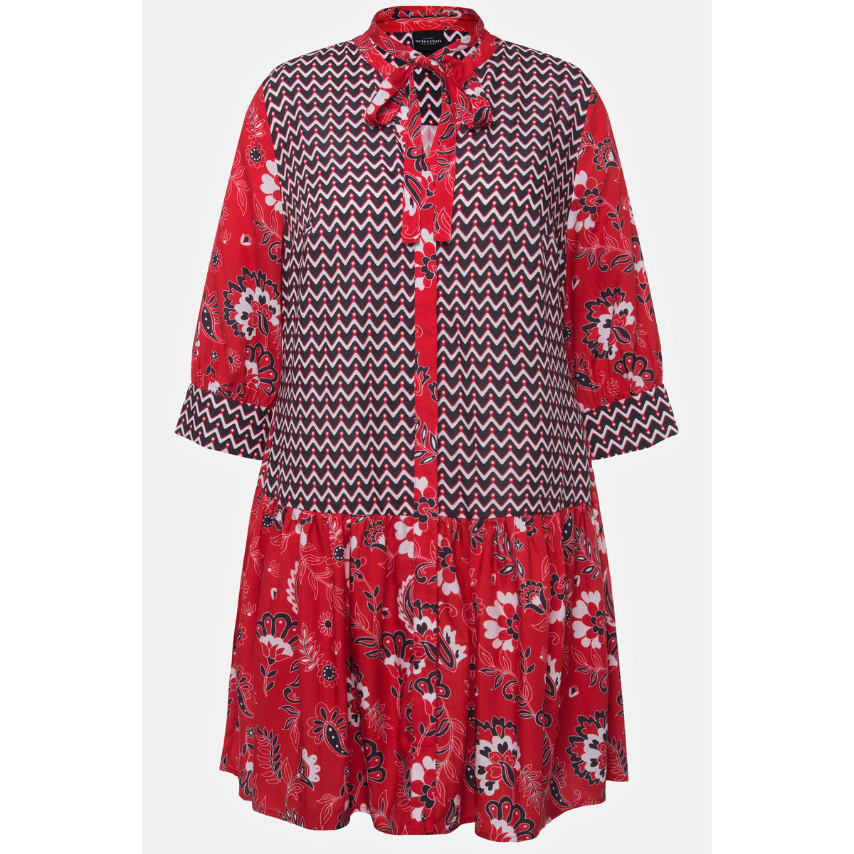 Blouse en lyocell, ruban à nouer, nœud salsa, ULLA POPKEN