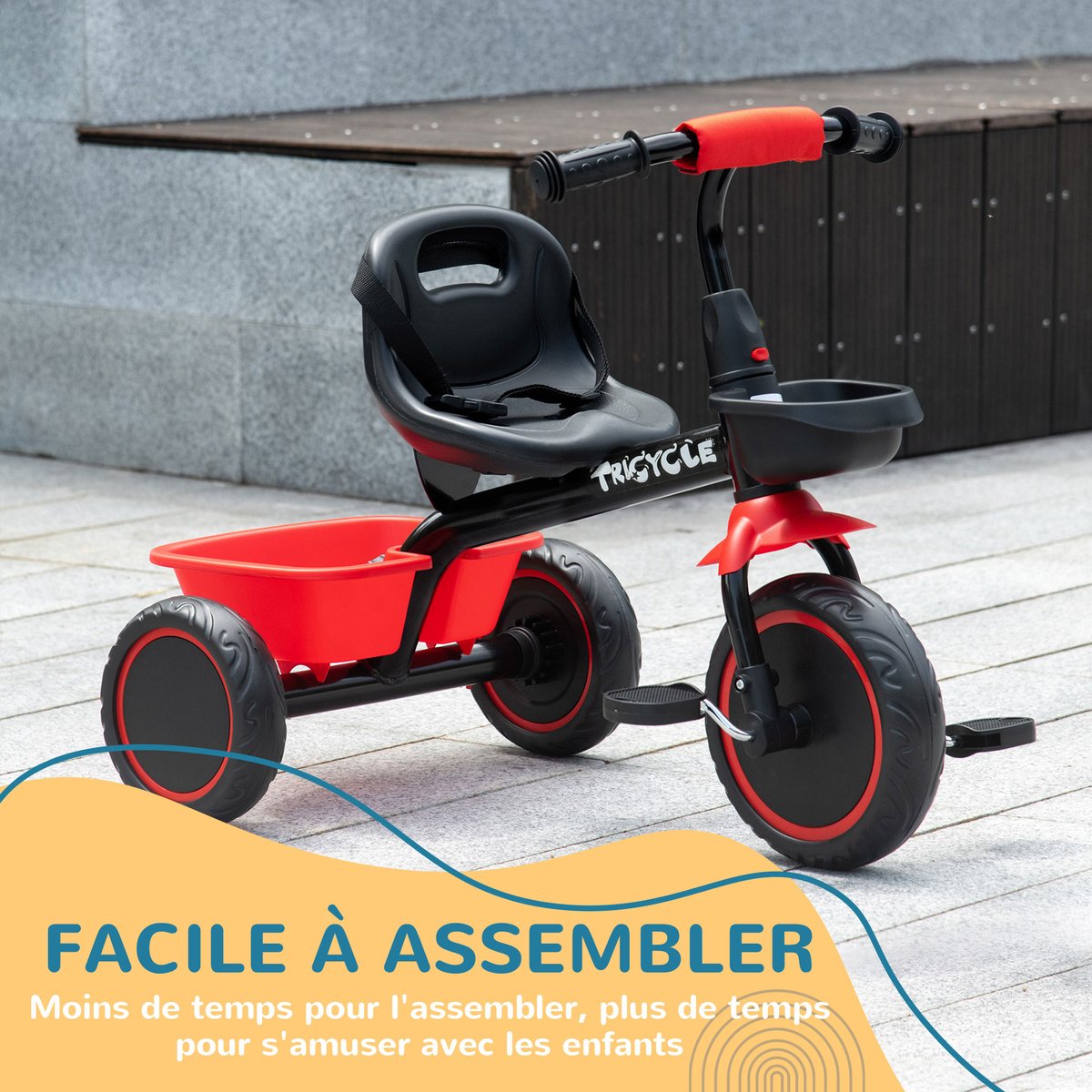Tricycle pour enfants PP Rouge rouge et noir, AIYAPLAY