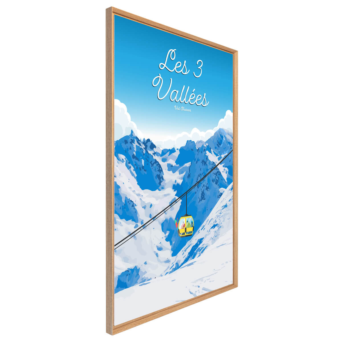 Tableau Mural Illustration Téléphérique Val Thorens MONTAGNE blanc-fibres de bois, CEANOTHE
