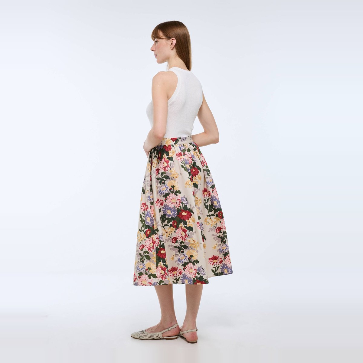 Jupe midi imprimée en coton BIO GOTS multi co, MONOPRIX