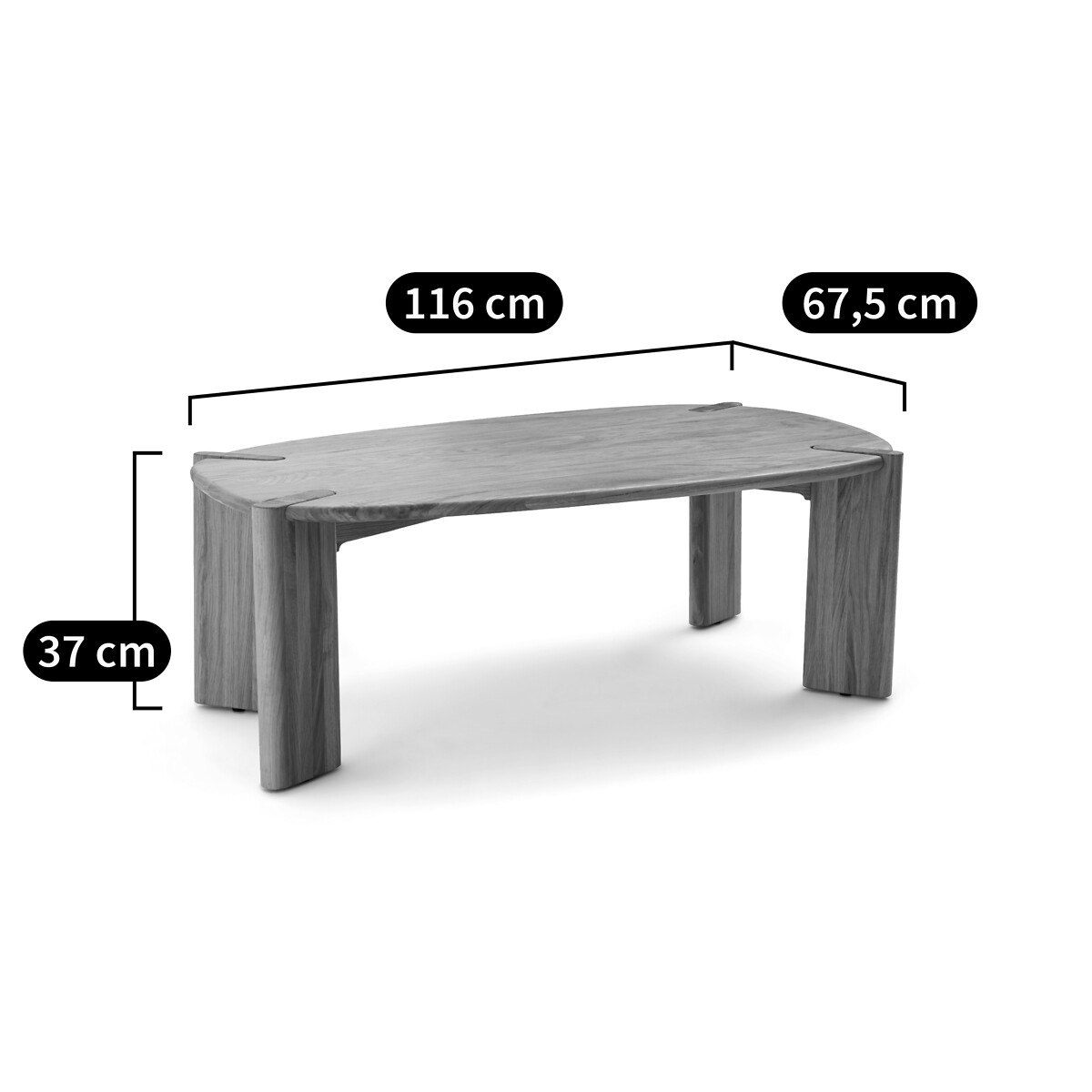 Table basse chêne massif, Elmo naturel, LA REDOUTE INTERIEURS