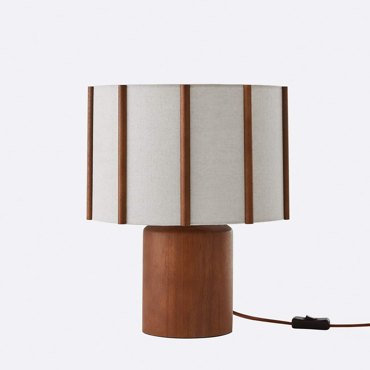 Lampe à poser en hévéa et lin, Vintela marron, LA REDOUTE INTERIEURS