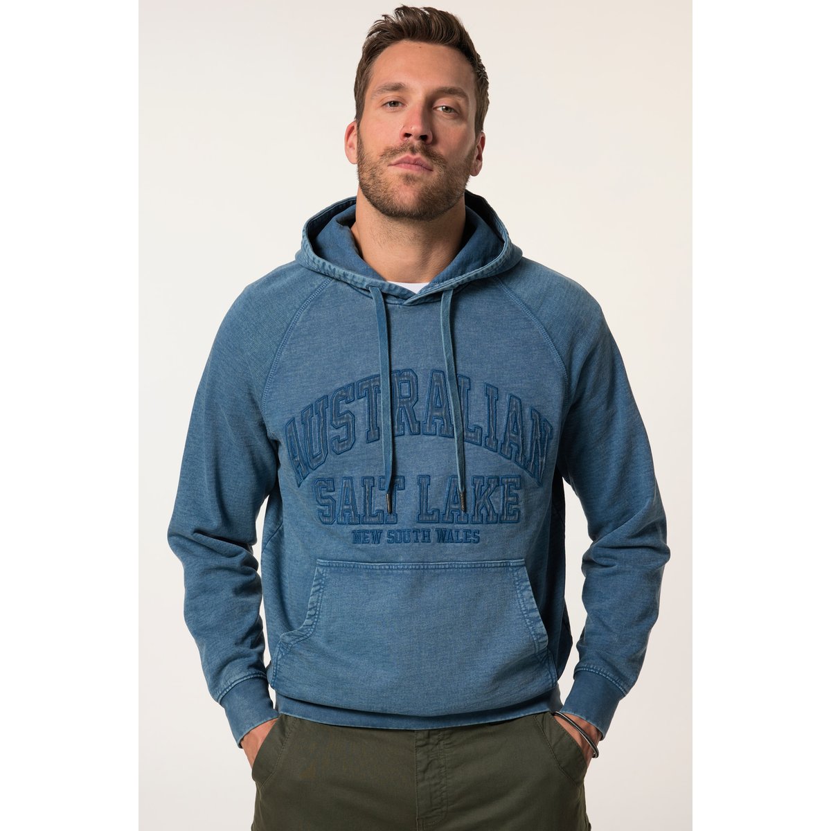 Sweat-shirt à capuche, style vintage bleu océan, JP1880
