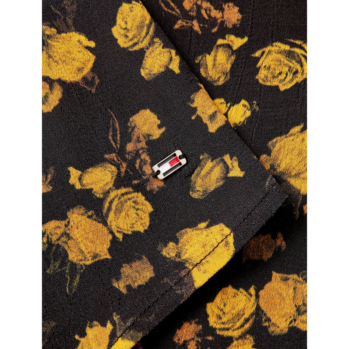 Camicetta scollo a v fantasia floreale, maniche lunghe fantasia arancione, TOMMY HILFIGER