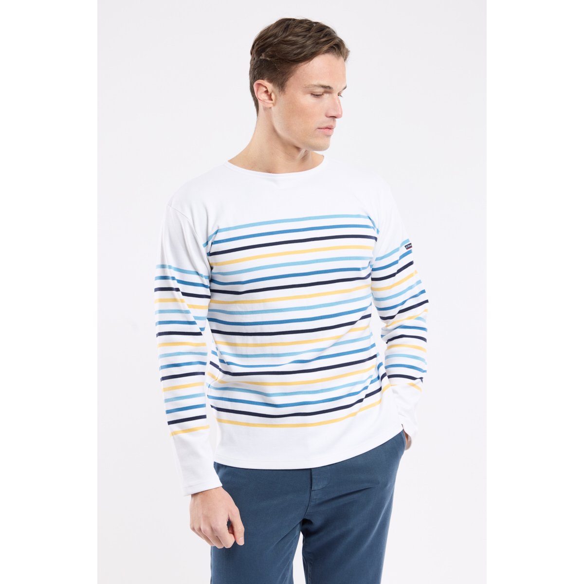 Marinière multicolore en coton épais blanc/ multicouleur dark b, ARMOR-LUX