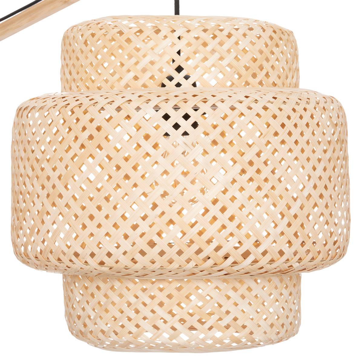 Lampadaire en bambou abat-jour tressé LIBY beige, ATMOSPHERA