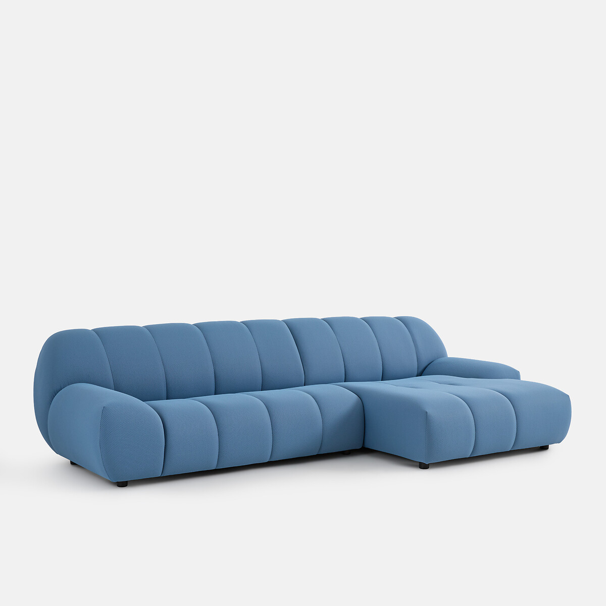 Canapé d'angle droit, 4 places, en tissu matelassé, NURIA bleu, LA REDOUTE INTERIEURS