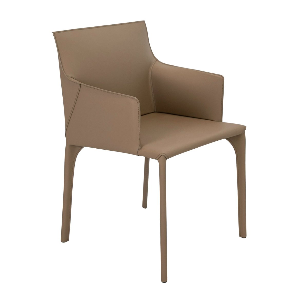 Chaise en cuir régénéré taupe, ANGEL CERDA