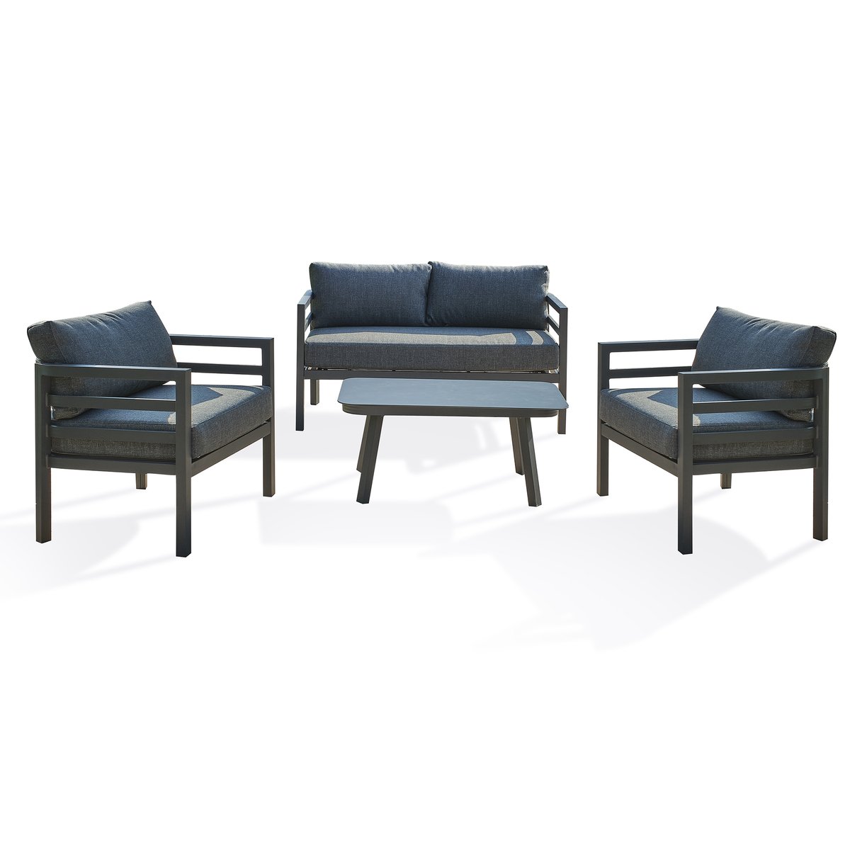 Salon de jardin 4 places en aluminium LISBONNE gris anthracite, DCB GARDEN